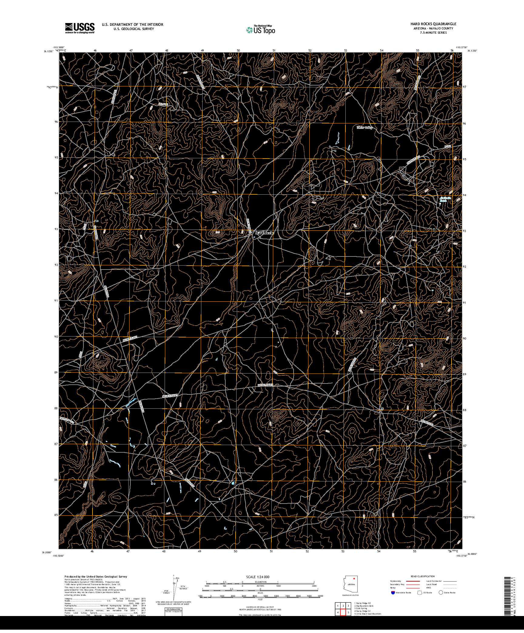 USGS US TOPO 7.5-MINUTE MAP FOR HARD ROCKS, AZ 2018