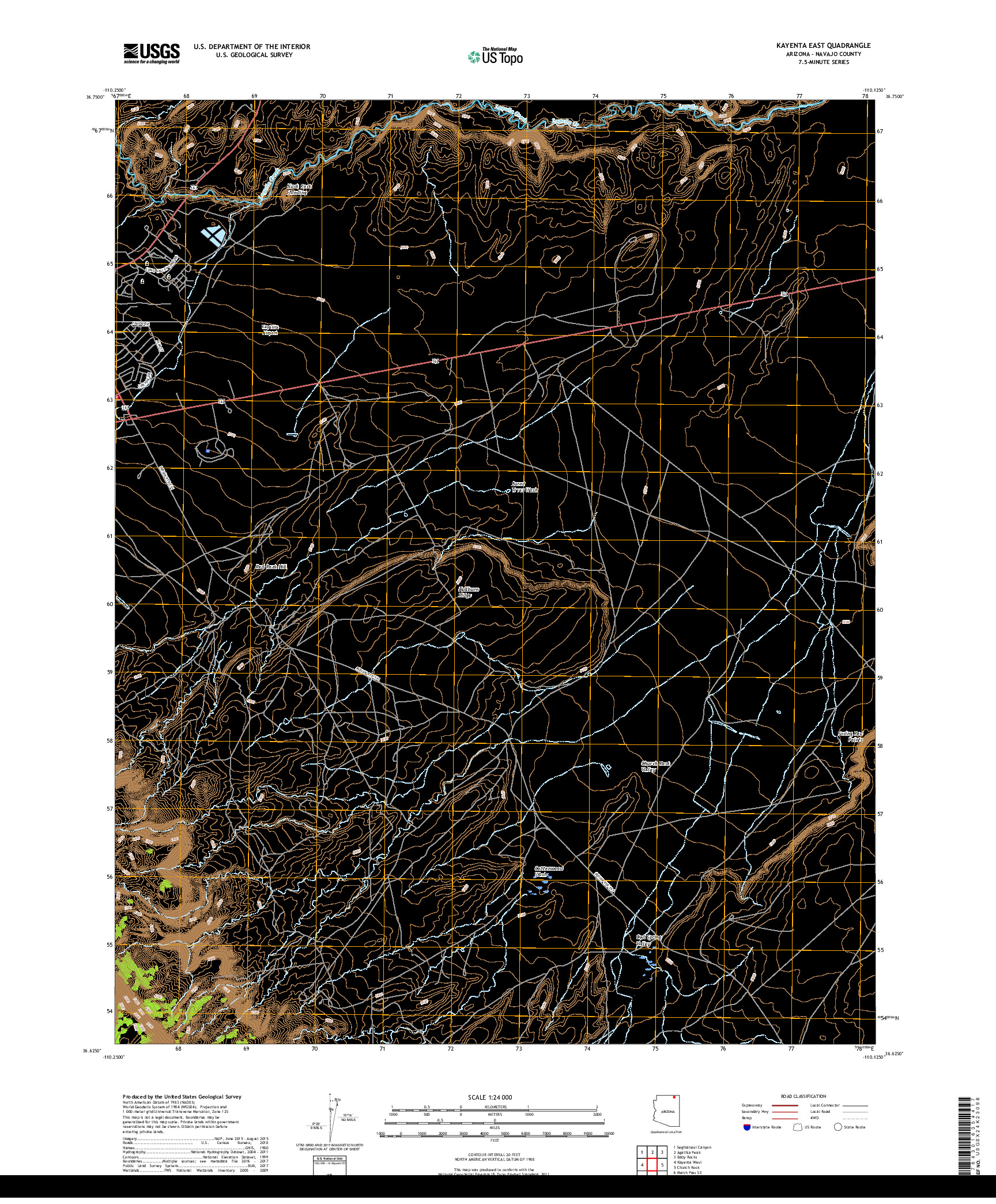 USGS US TOPO 7.5-MINUTE MAP FOR KAYENTA EAST, AZ 2018