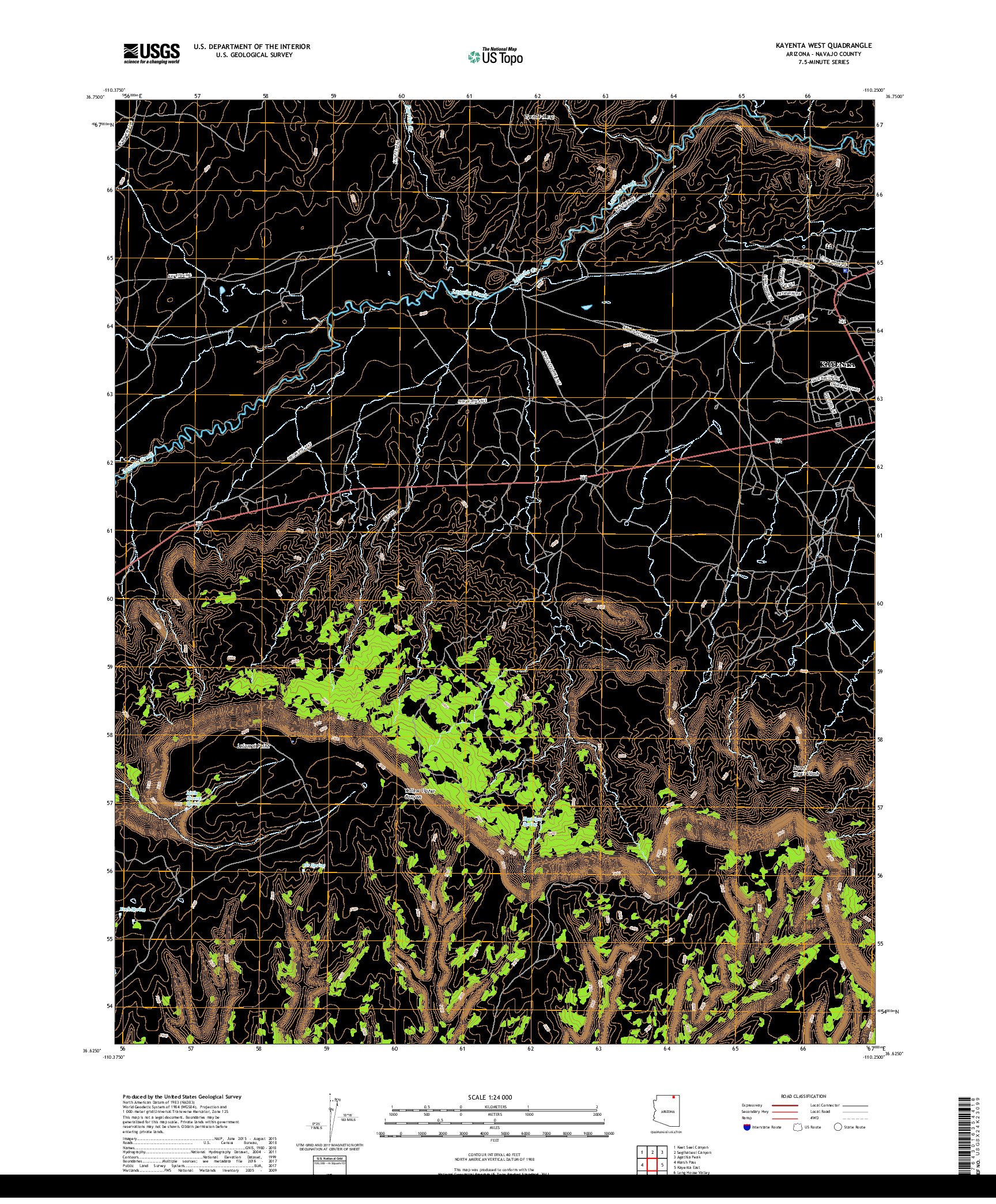 USGS US TOPO 7.5-MINUTE MAP FOR KAYENTA WEST, AZ 2018