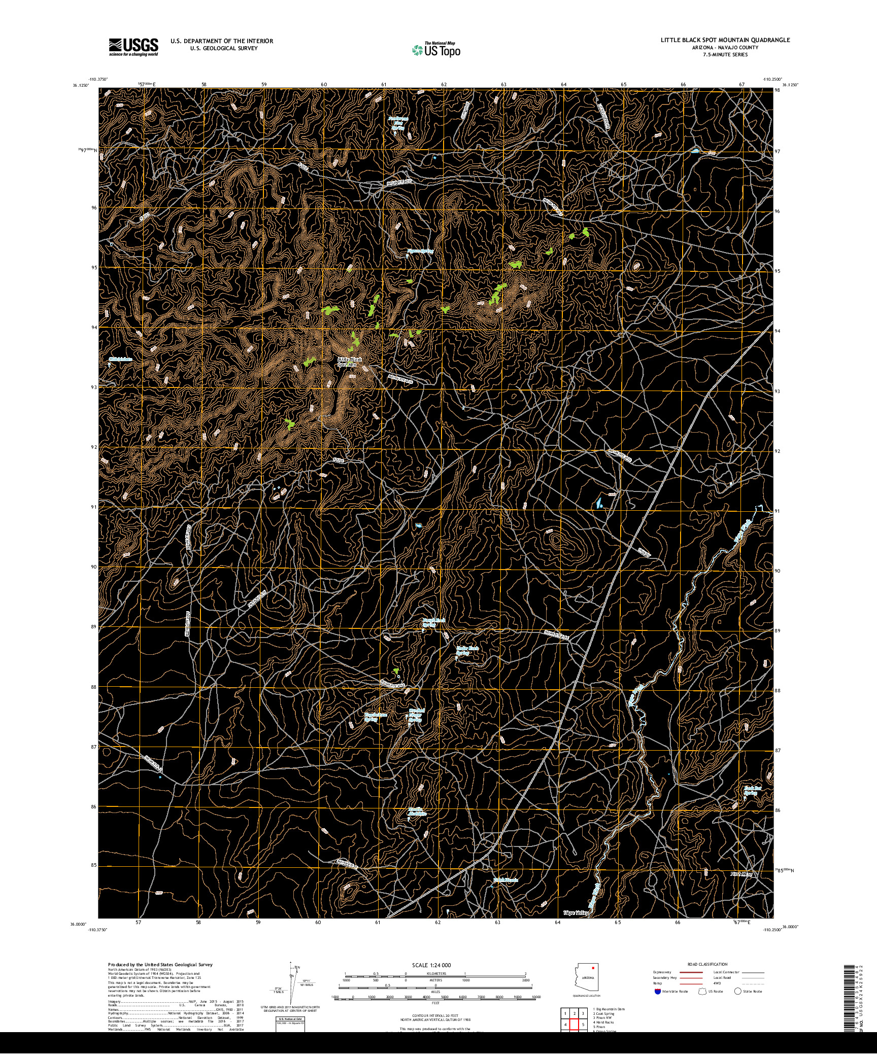 USGS US TOPO 7.5-MINUTE MAP FOR LITTLE BLACK SPOT MOUNTAIN, AZ 2018