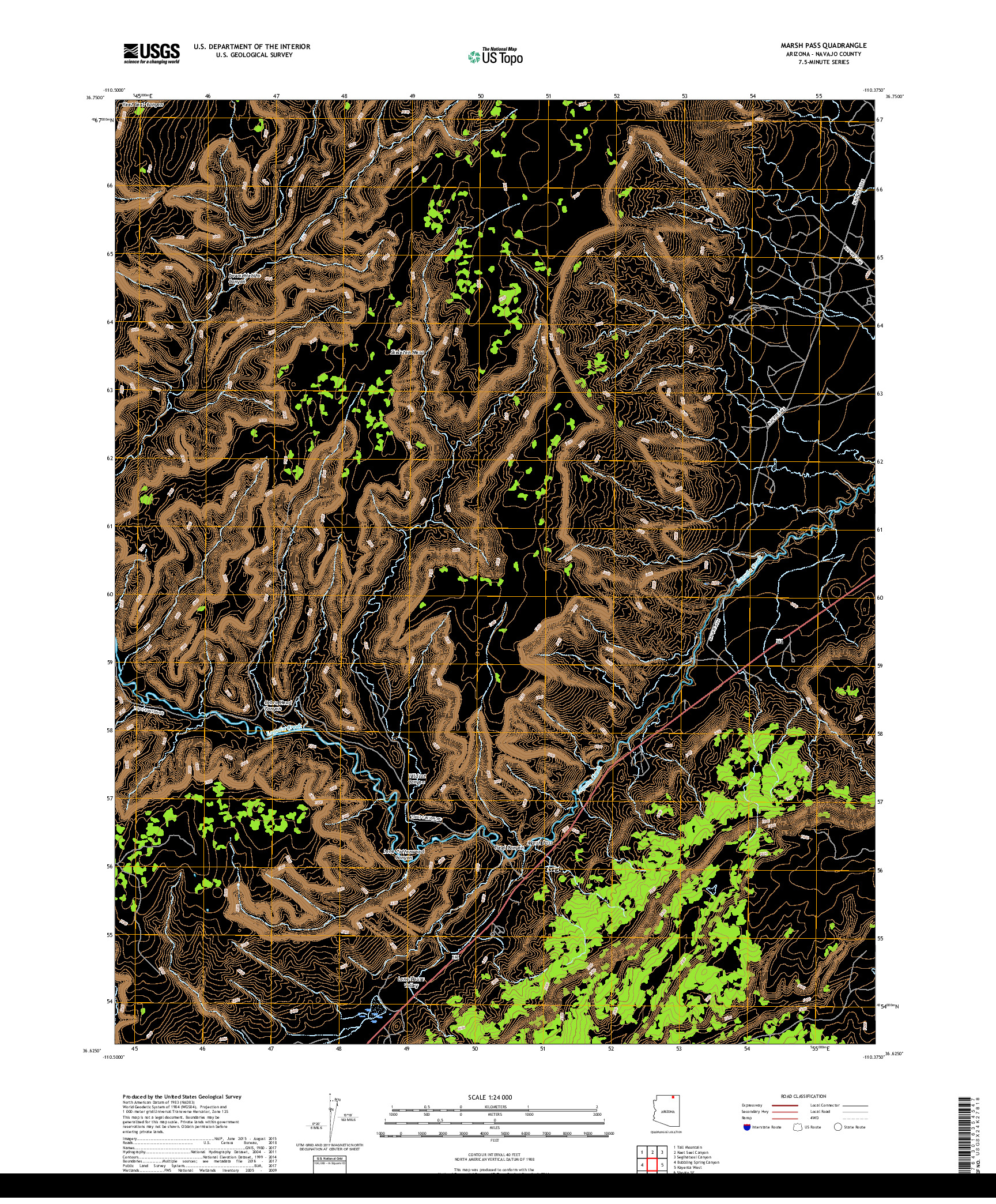 USGS US TOPO 7.5-MINUTE MAP FOR MARSH PASS, AZ 2018
