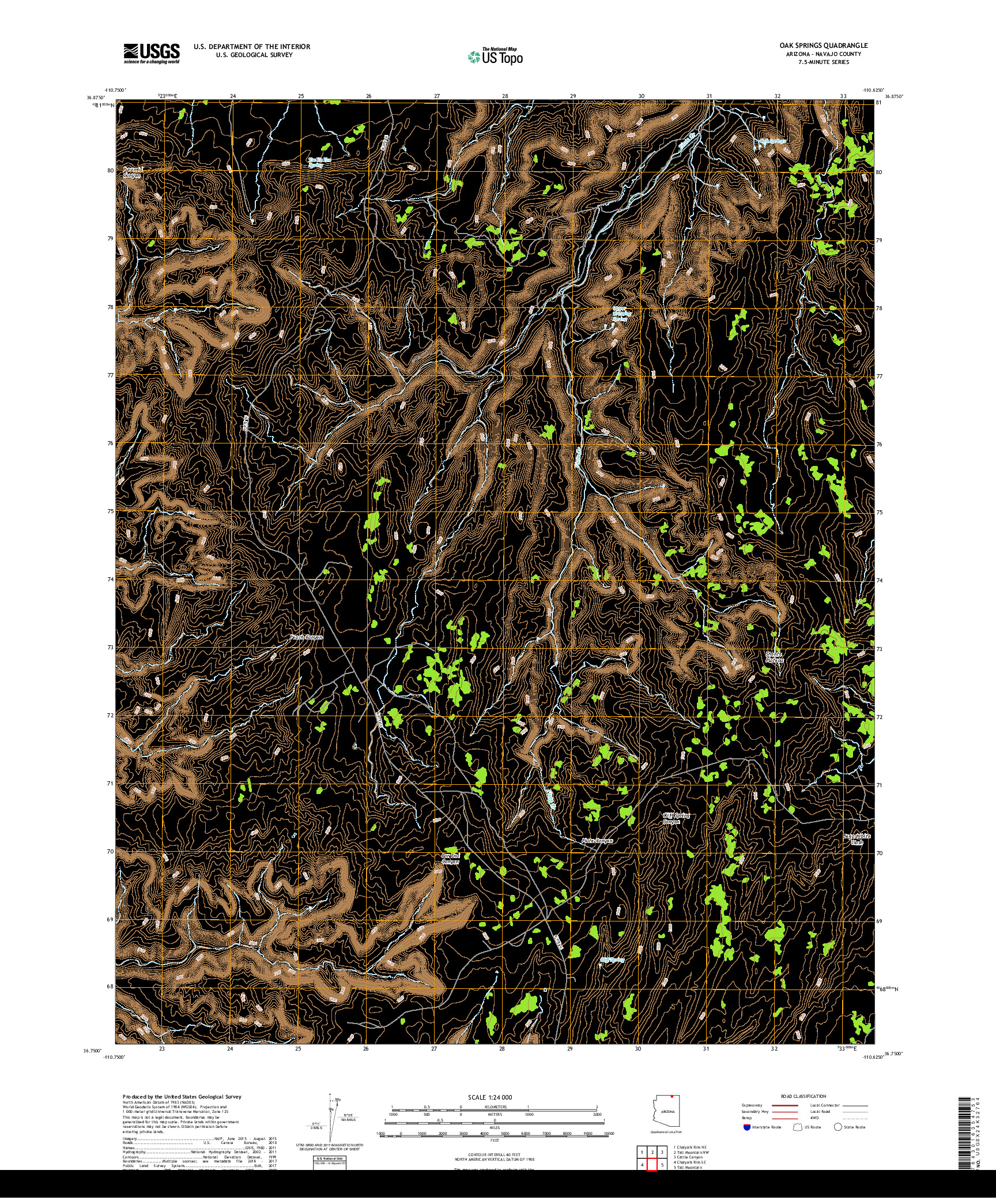 USGS US TOPO 7.5-MINUTE MAP FOR OAK SPRINGS, AZ 2018