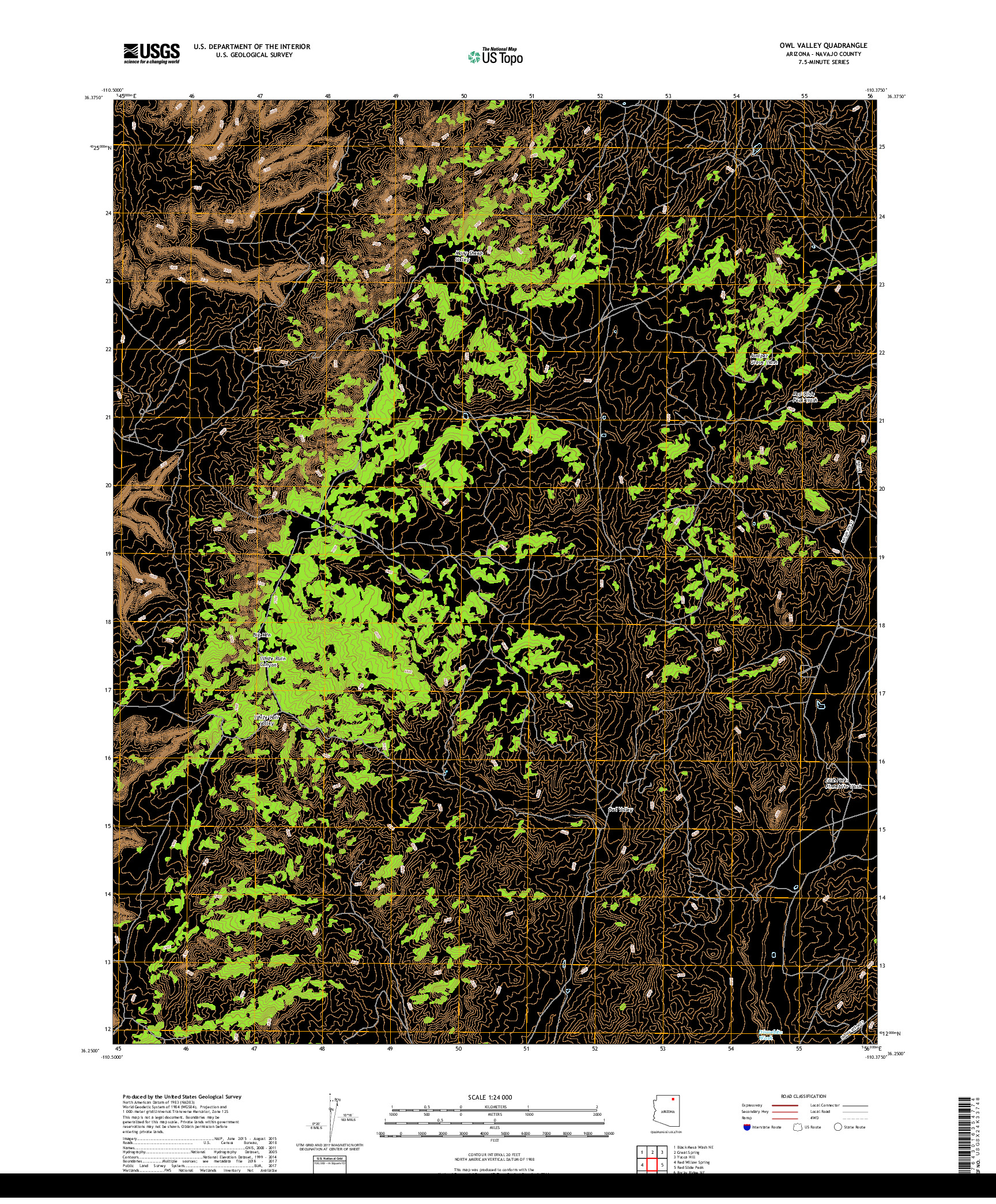 USGS US TOPO 7.5-MINUTE MAP FOR OWL VALLEY, AZ 2018