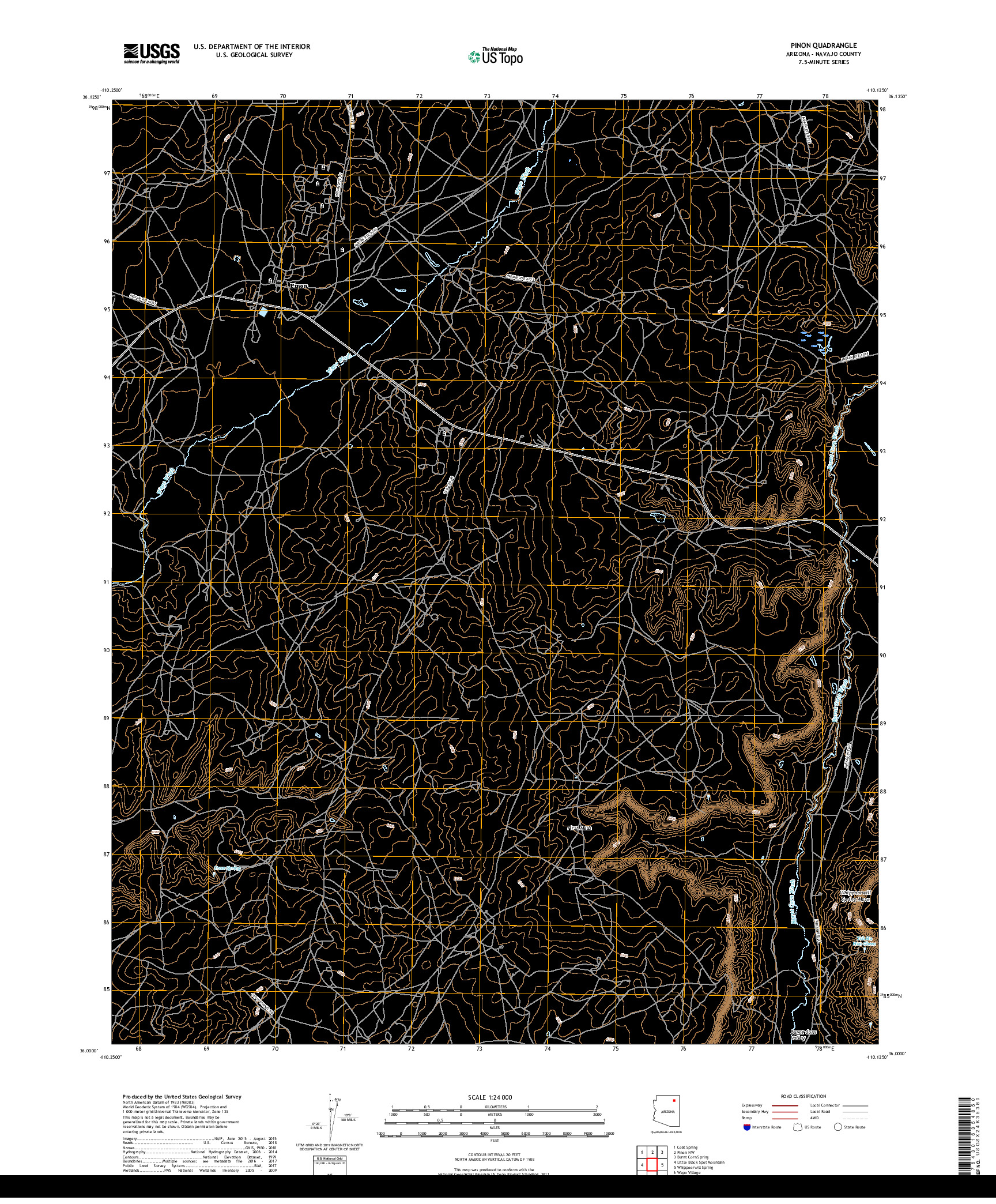 USGS US TOPO 7.5-MINUTE MAP FOR PINON, AZ 2018