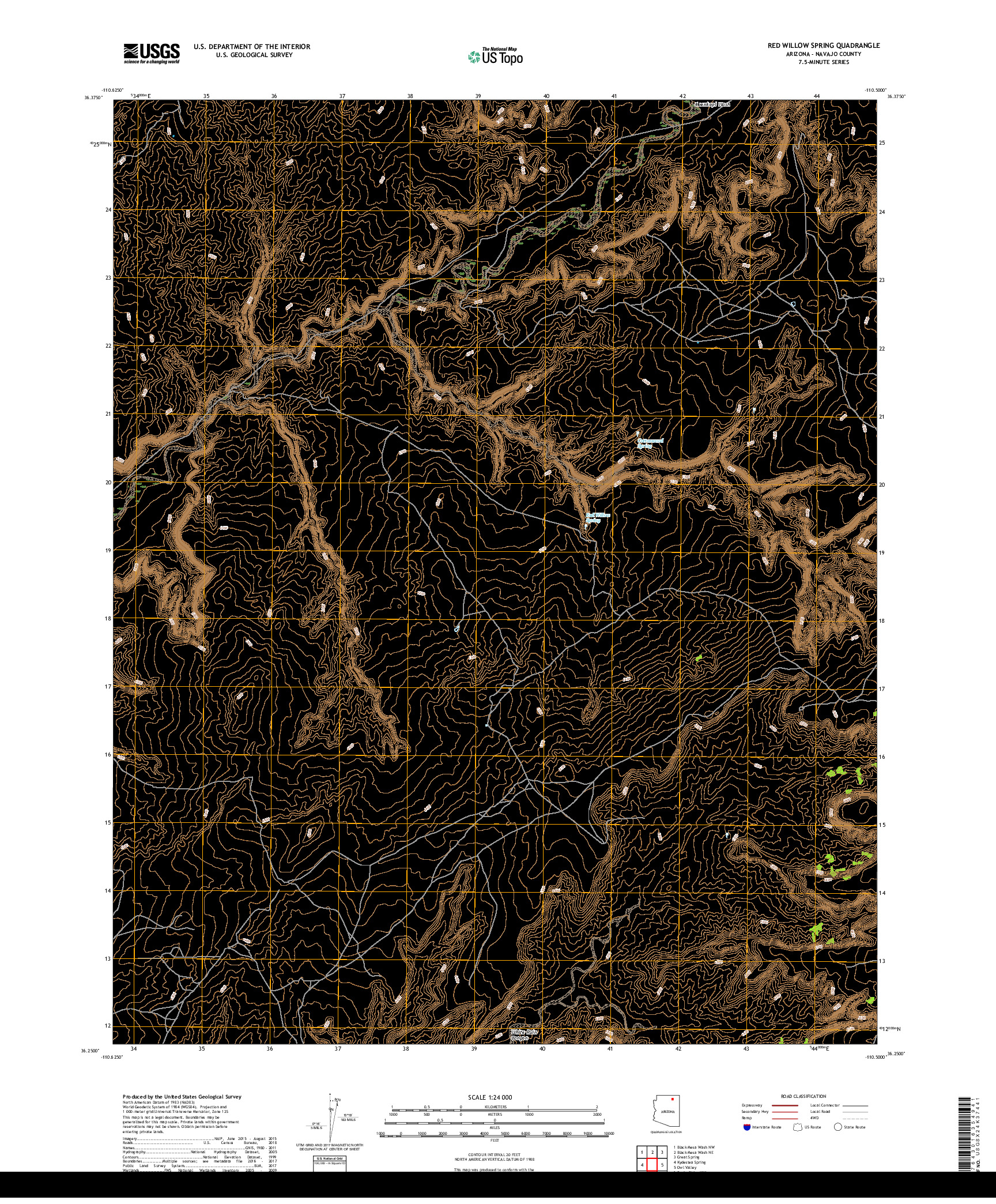 USGS US TOPO 7.5-MINUTE MAP FOR RED WILLOW SPRING, AZ 2018