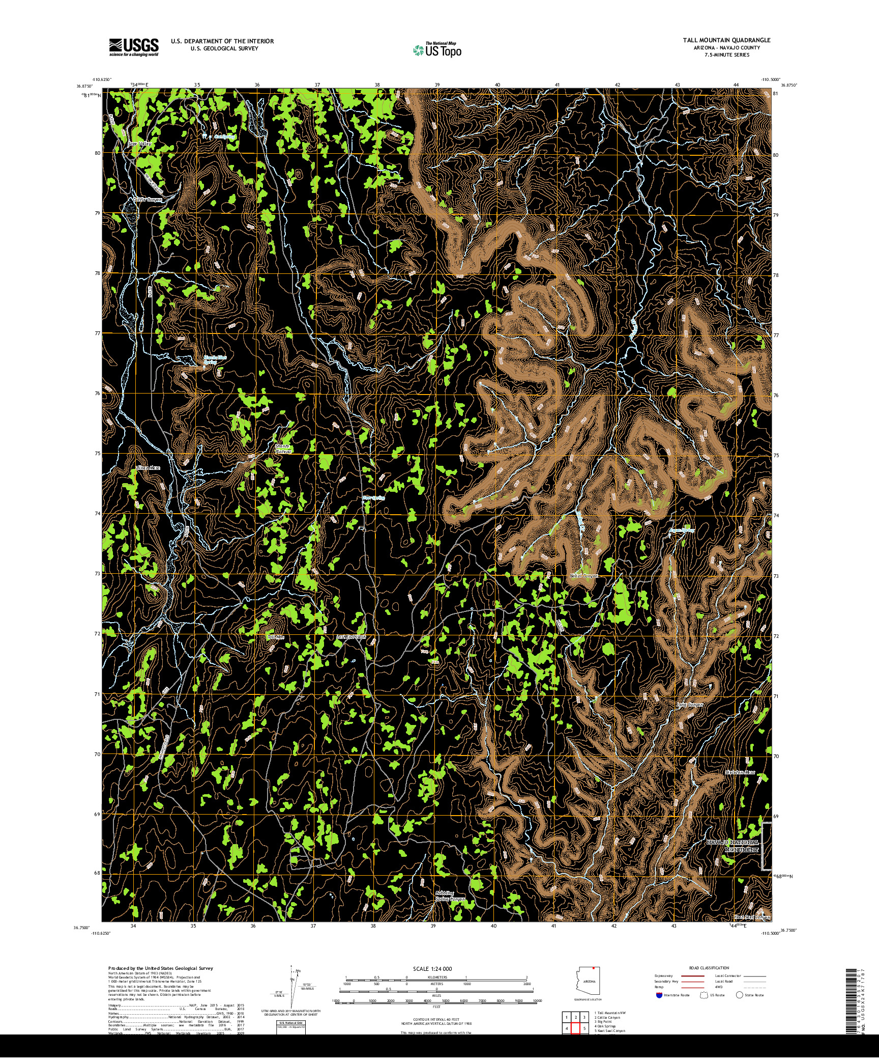 USGS US TOPO 7.5-MINUTE MAP FOR TALL MOUNTAIN, AZ 2018