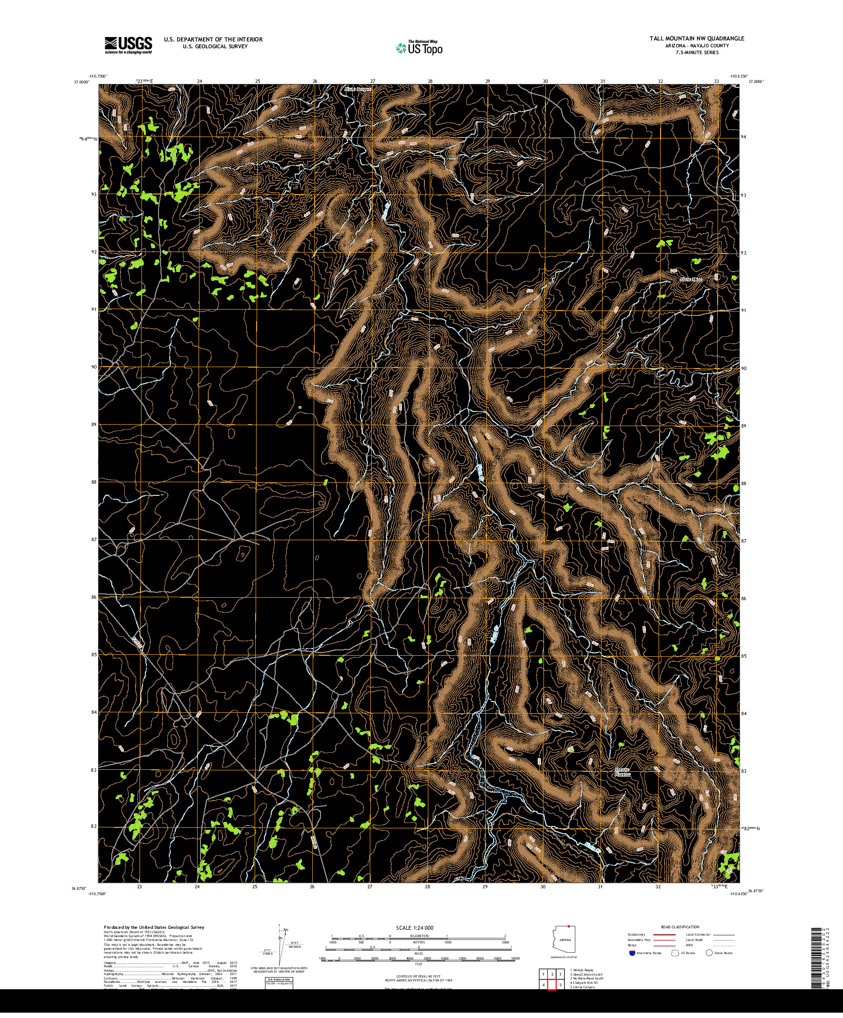 USGS US TOPO 7.5-MINUTE MAP FOR TALL MOUNTAIN NW, AZ 2018