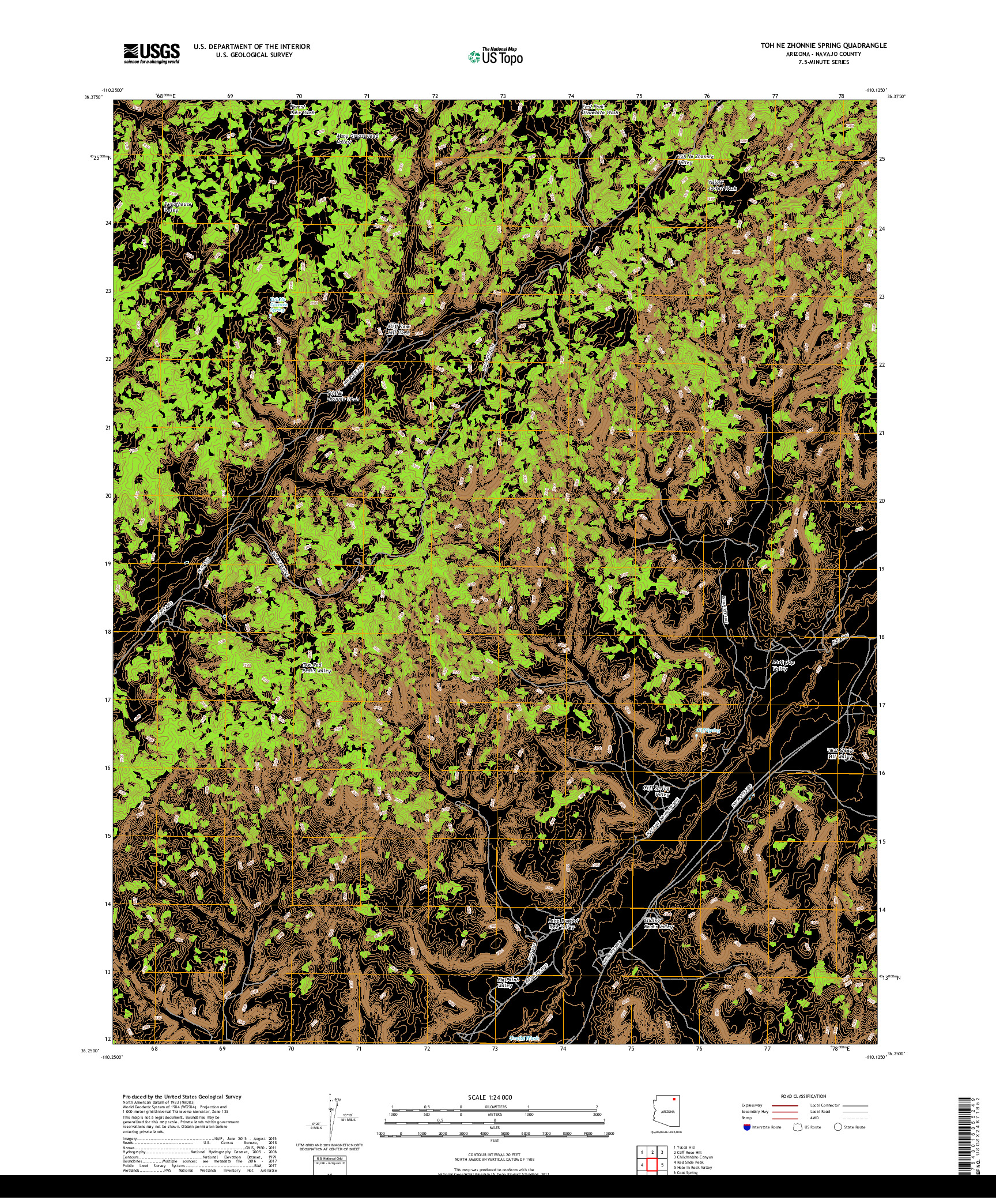 USGS US TOPO 7.5-MINUTE MAP FOR TOH NE ZHONNIE SPRING, AZ 2018