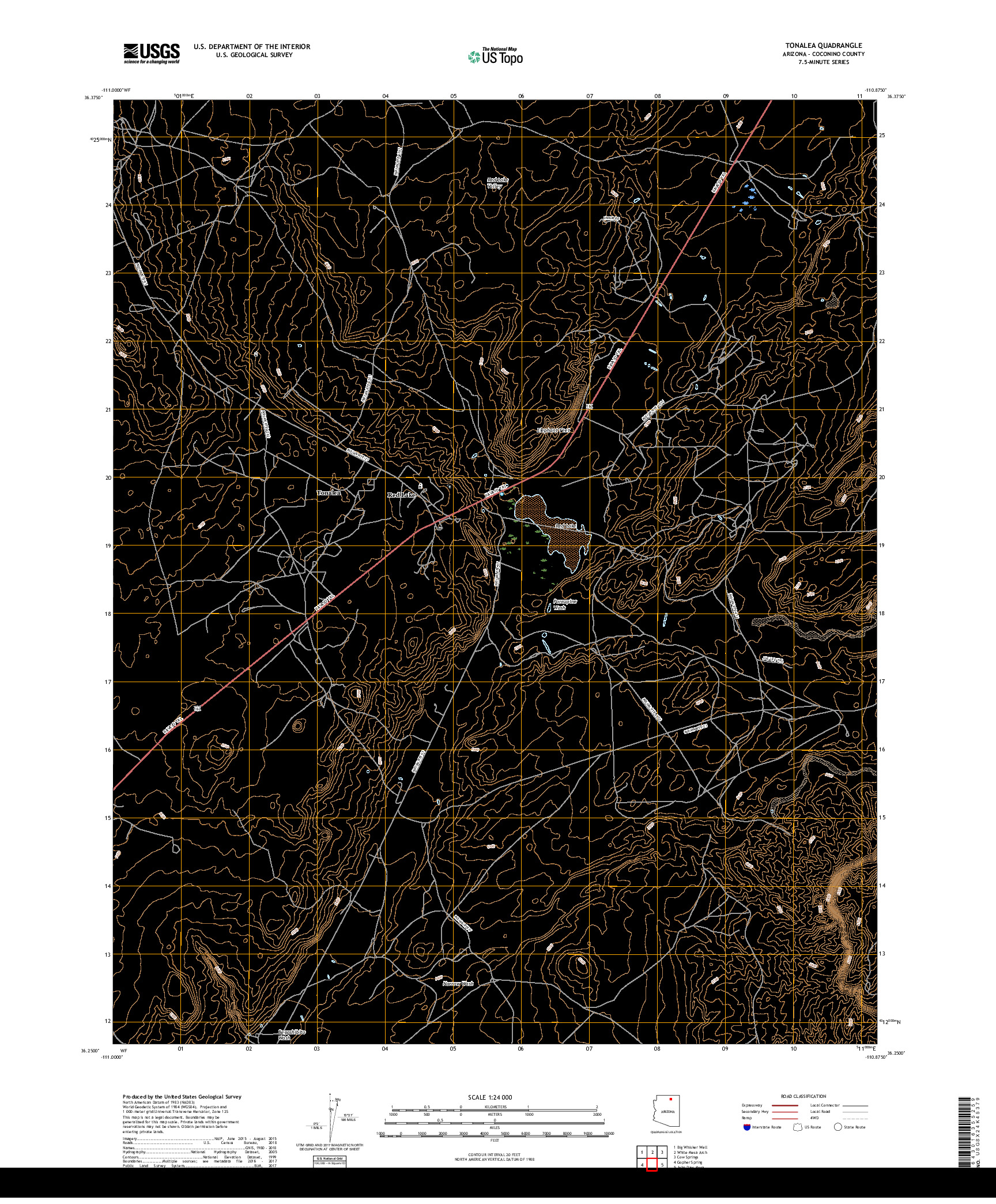 USGS US TOPO 7.5-MINUTE MAP FOR TONALEA, AZ 2018