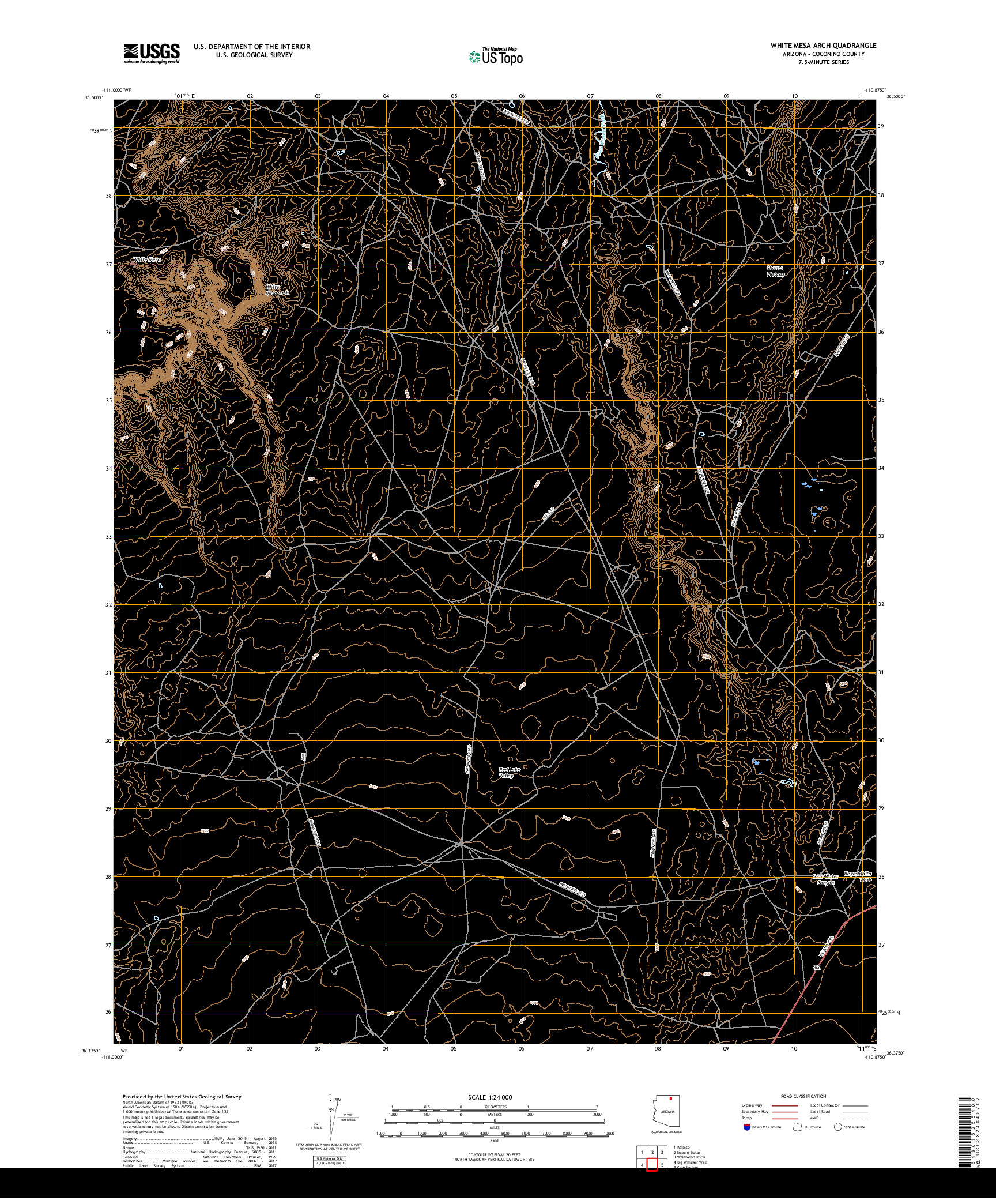 USGS US TOPO 7.5-MINUTE MAP FOR WHITE MESA ARCH, AZ 2018