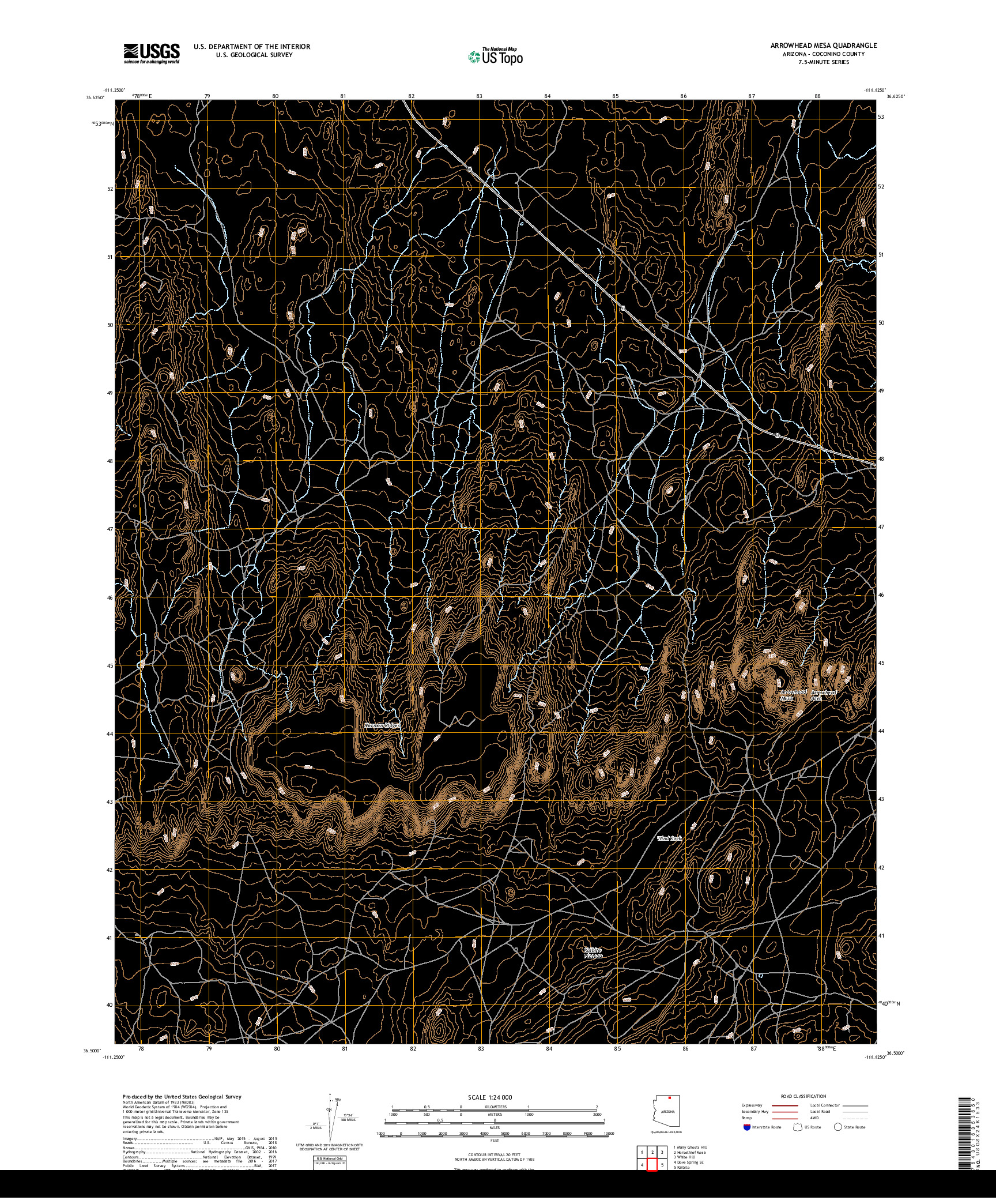 USGS US TOPO 7.5-MINUTE MAP FOR ARROWHEAD MESA, AZ 2018