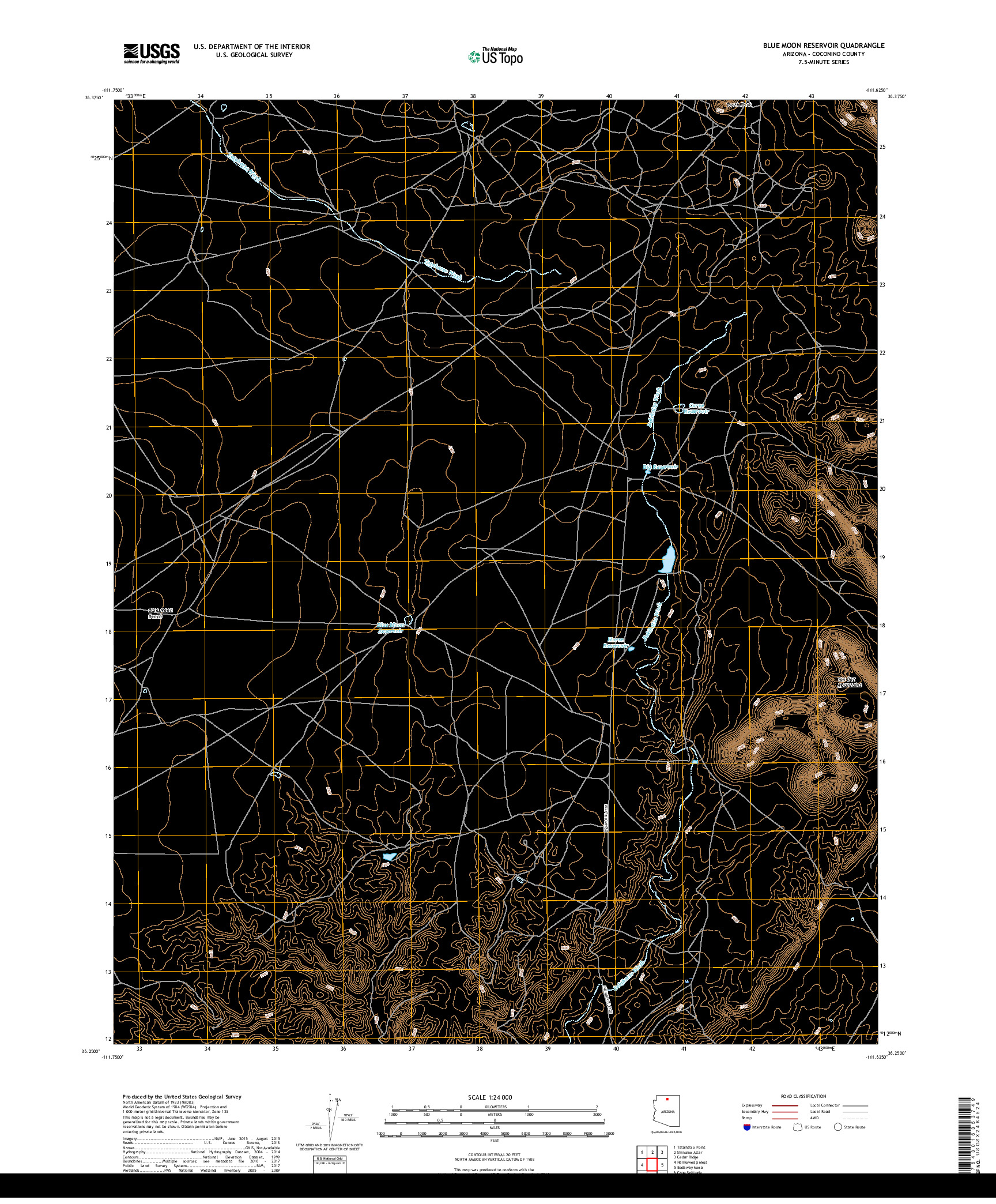 USGS US TOPO 7.5-MINUTE MAP FOR BLUE MOON RESERVOIR, AZ 2018