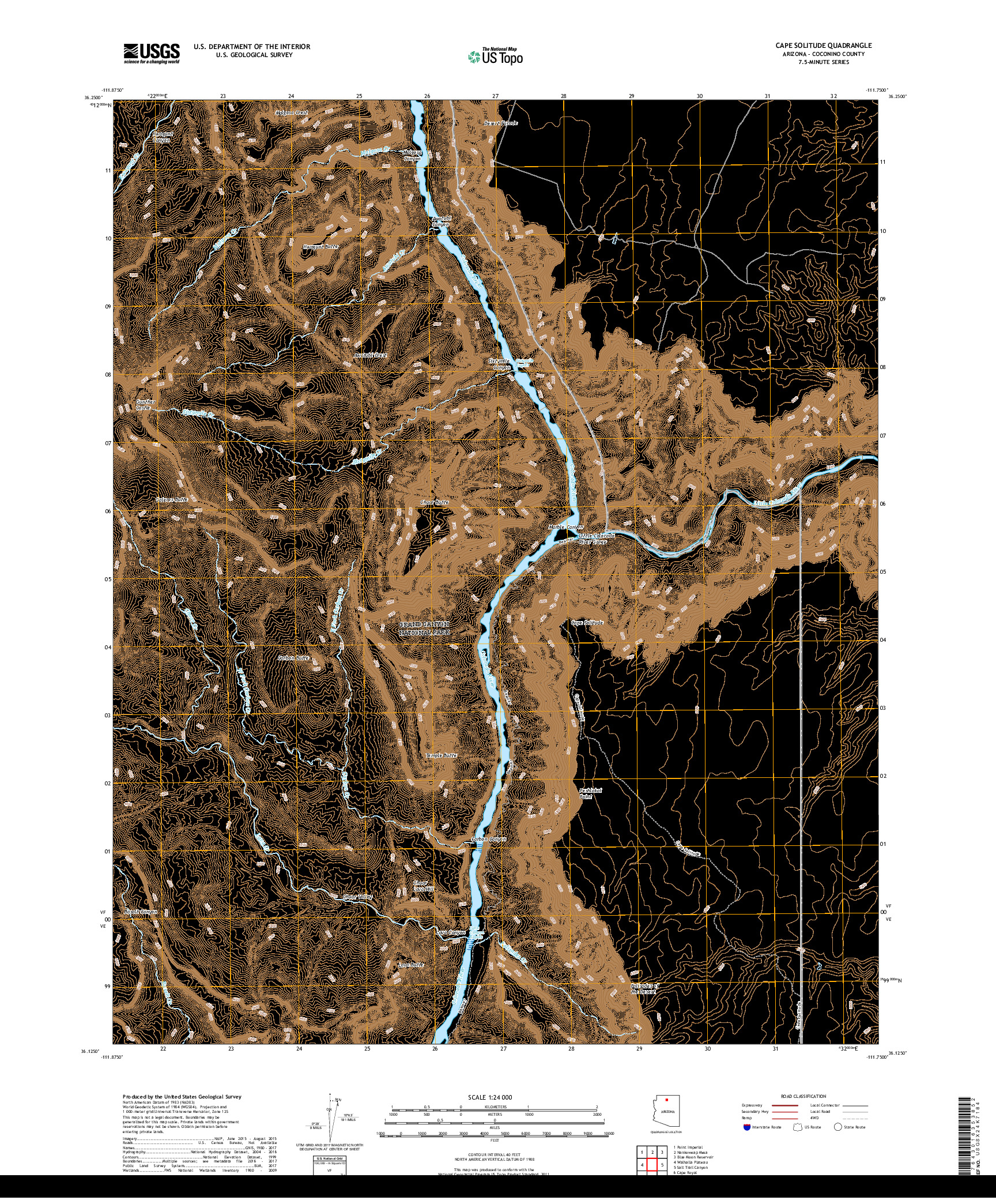 USGS US TOPO 7.5-MINUTE MAP FOR CAPE SOLITUDE, AZ 2018