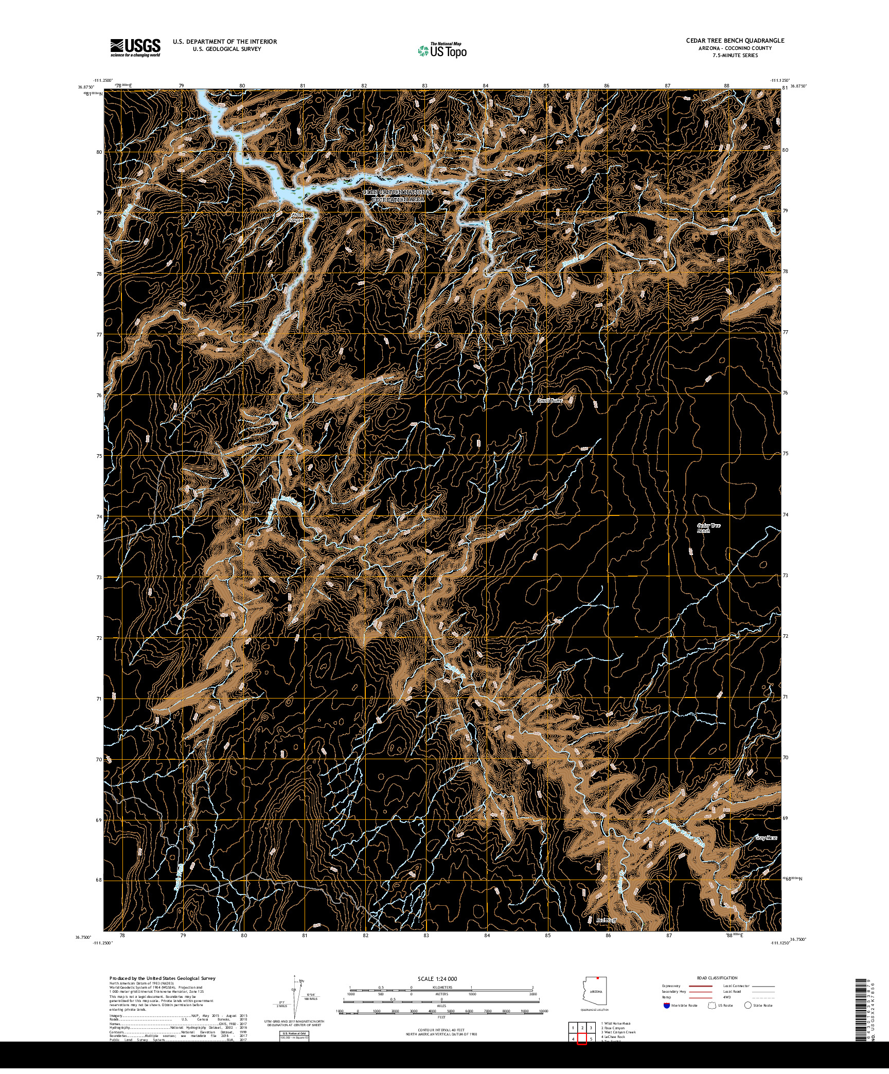 USGS US TOPO 7.5-MINUTE MAP FOR CEDAR TREE BENCH, AZ 2018