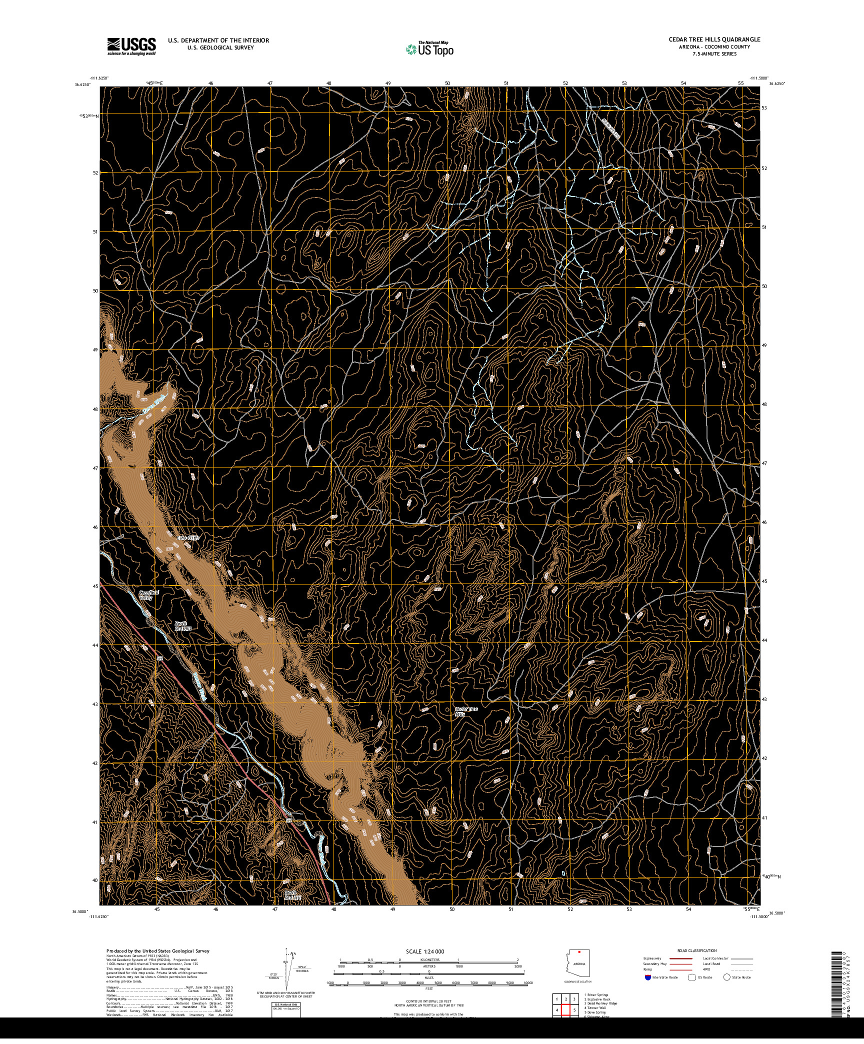 USGS US TOPO 7.5-MINUTE MAP FOR CEDAR TREE HILLS, AZ 2018