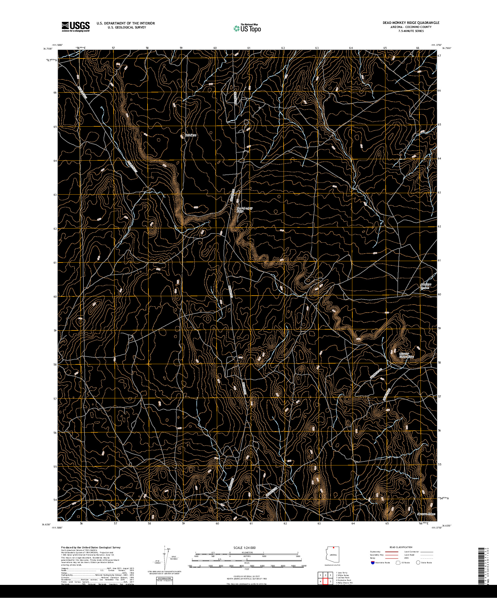 USGS US TOPO 7.5-MINUTE MAP FOR DEAD MONKEY RIDGE, AZ 2018