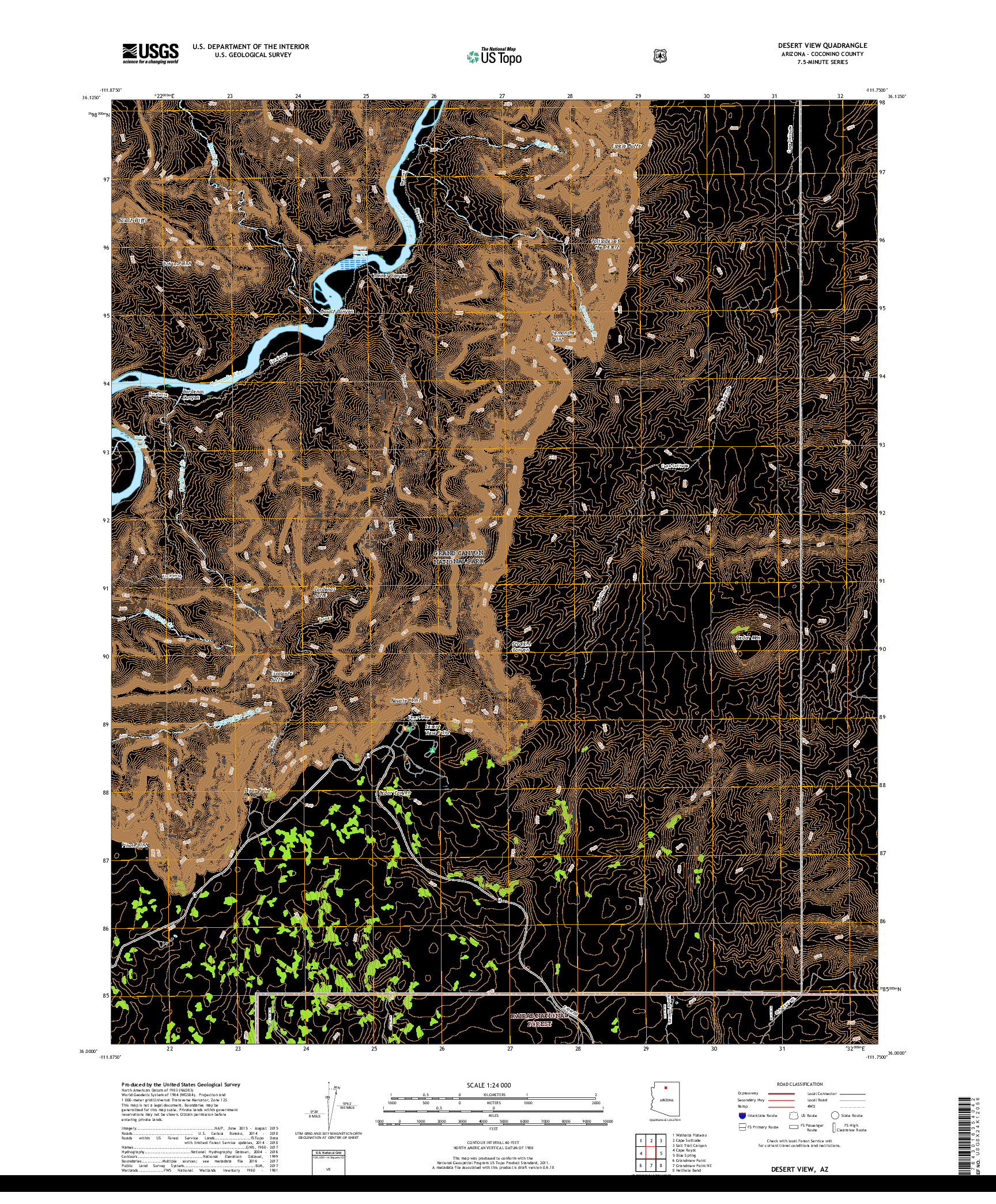 USGS US TOPO 7.5-MINUTE MAP FOR DESERT VIEW, AZ 2018