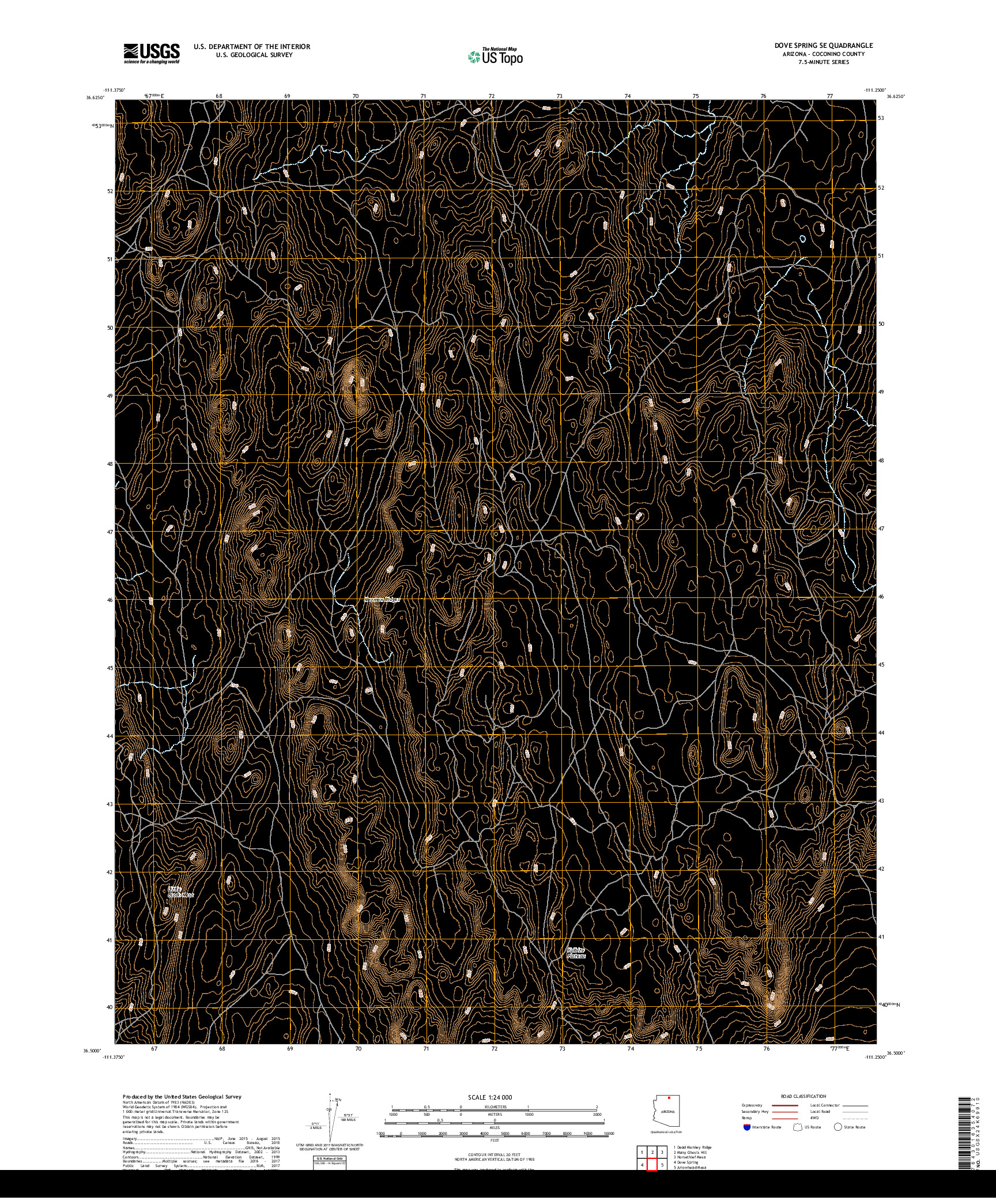 USGS US TOPO 7.5-MINUTE MAP FOR DOVE SPRING SE, AZ 2018