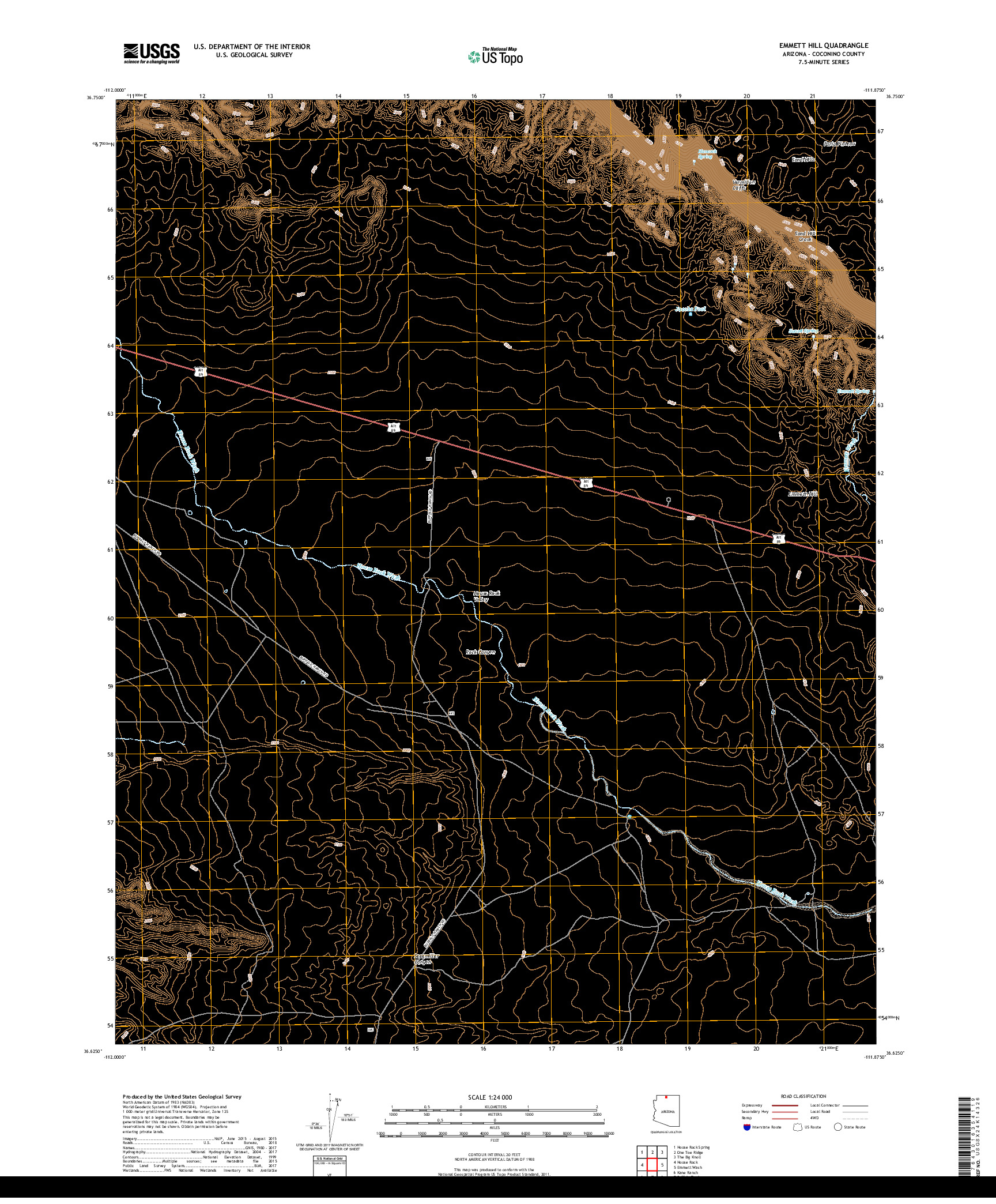USGS US TOPO 7.5-MINUTE MAP FOR EMMETT HILL, AZ 2018