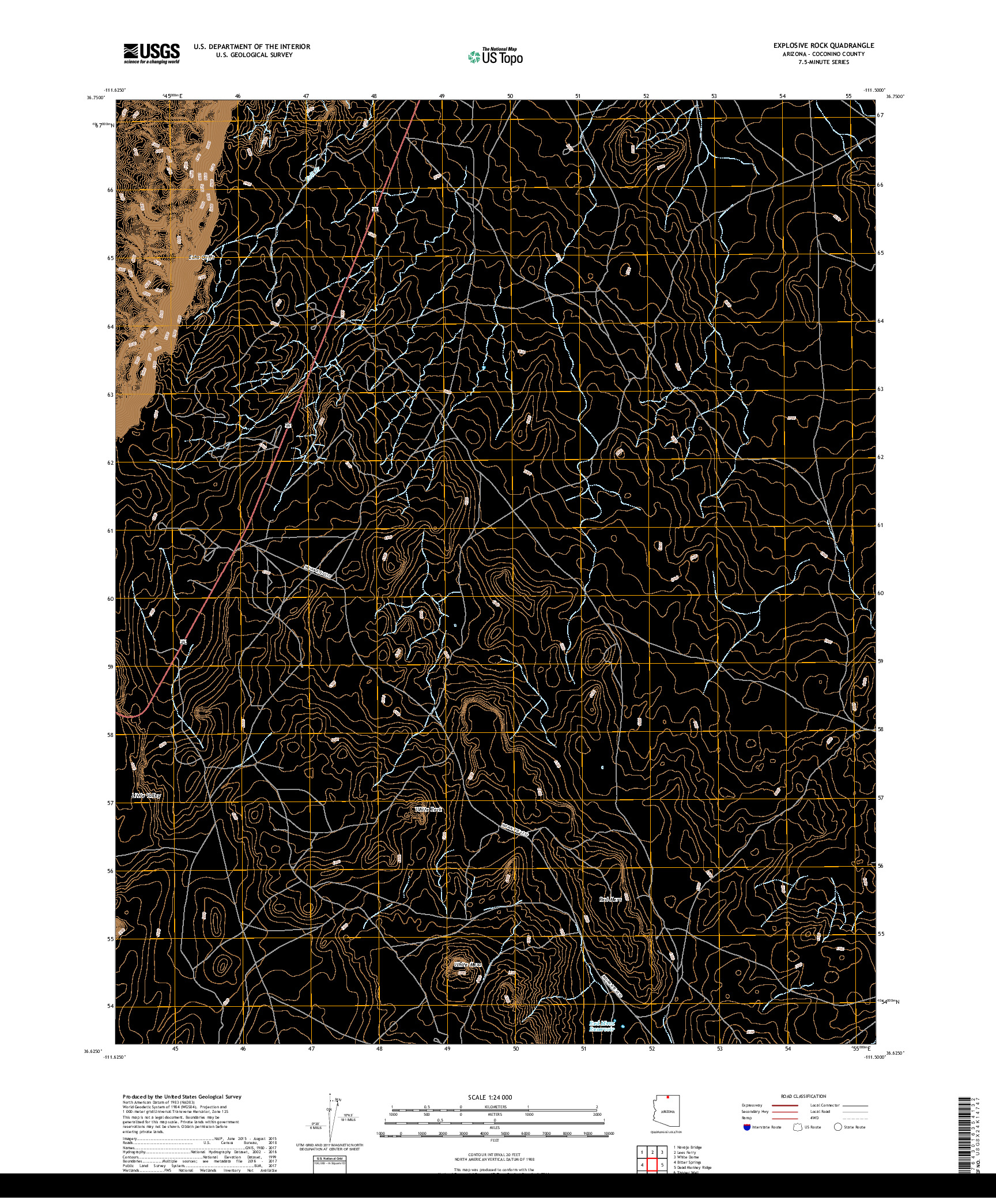 USGS US TOPO 7.5-MINUTE MAP FOR EXPLOSIVE ROCK, AZ 2018