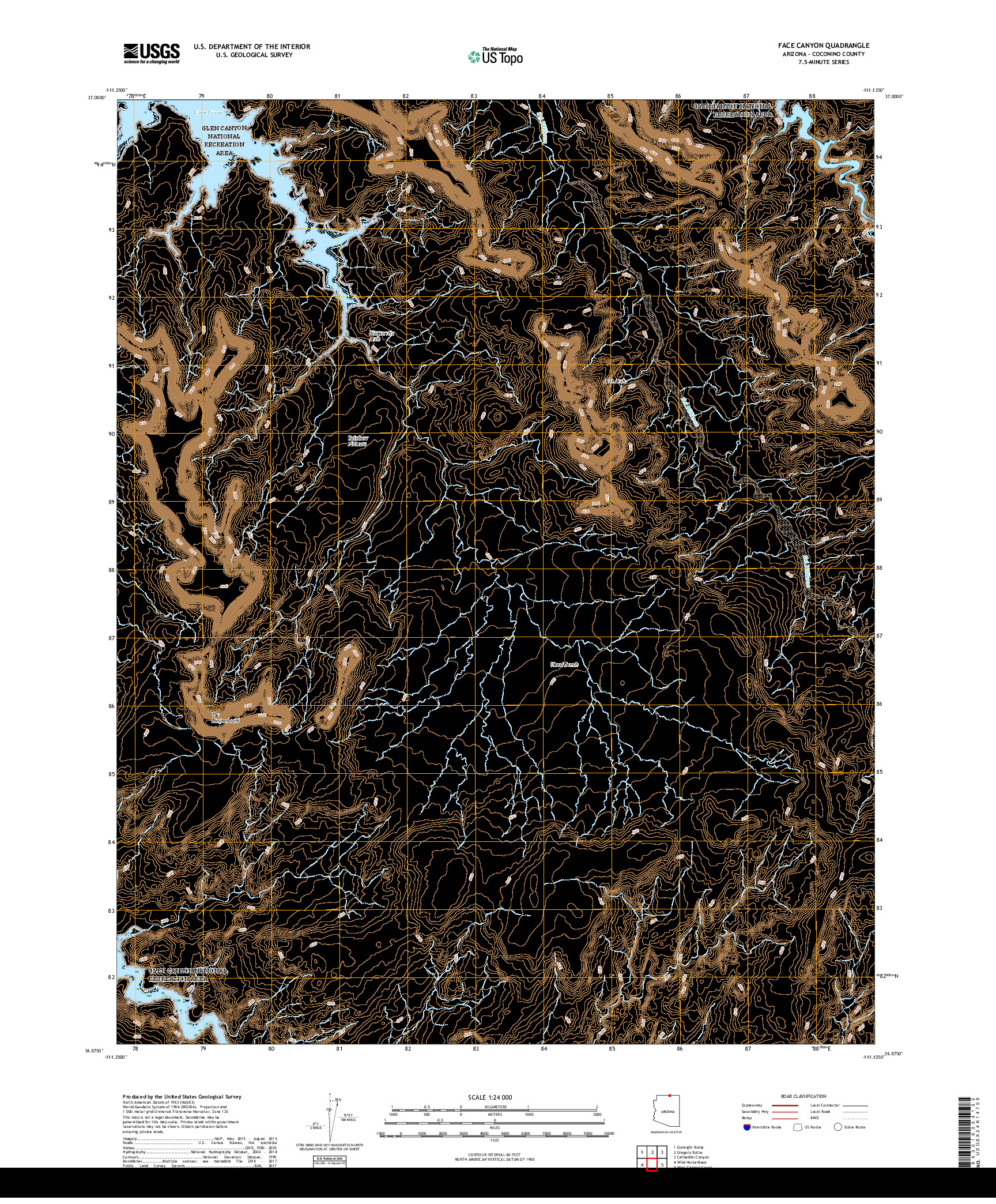 USGS US TOPO 7.5-MINUTE MAP FOR FACE CANYON, AZ 2018