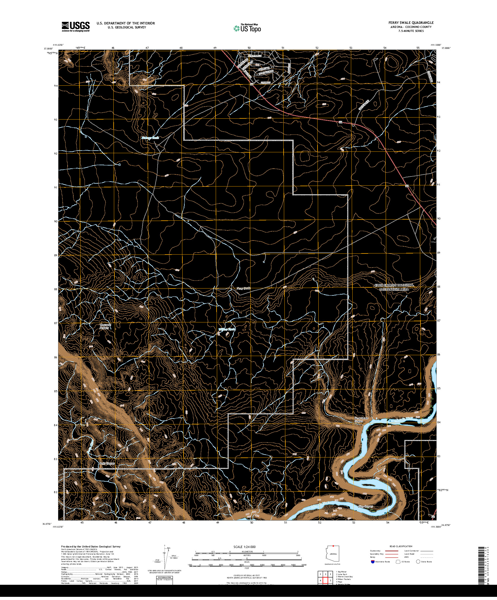 USGS US TOPO 7.5-MINUTE MAP FOR FERRY SWALE, AZ 2018