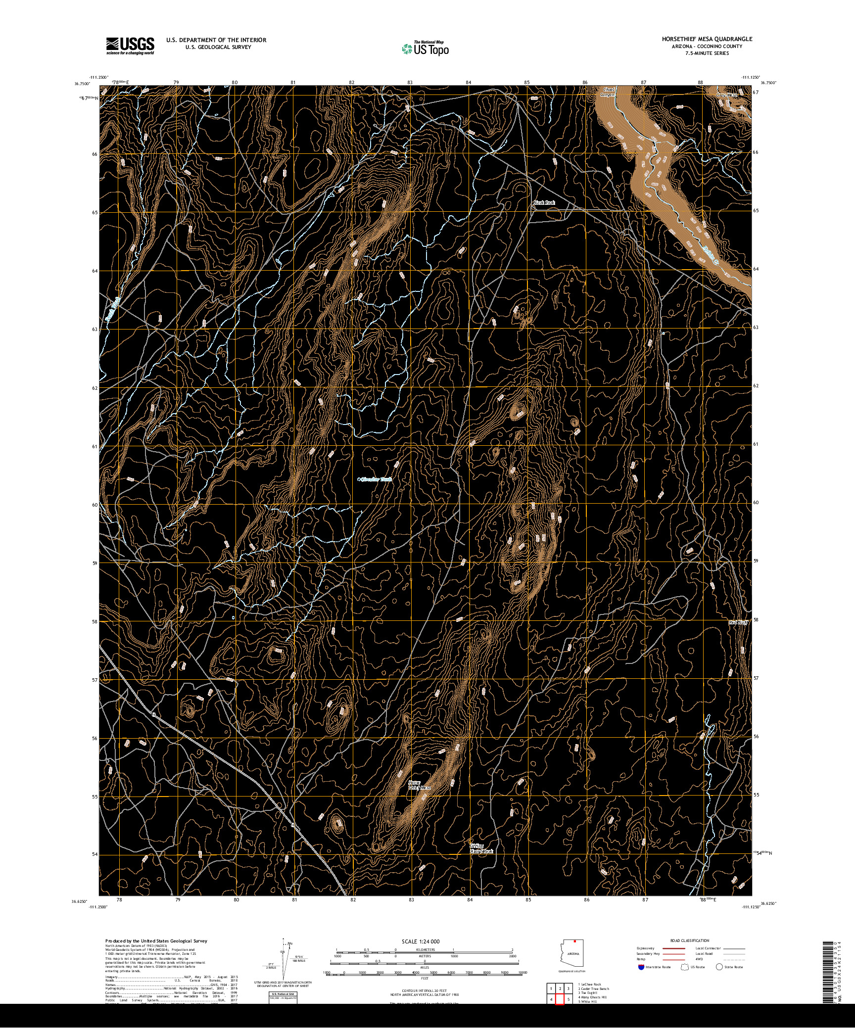 USGS US TOPO 7.5-MINUTE MAP FOR HORSETHIEF MESA, AZ 2018