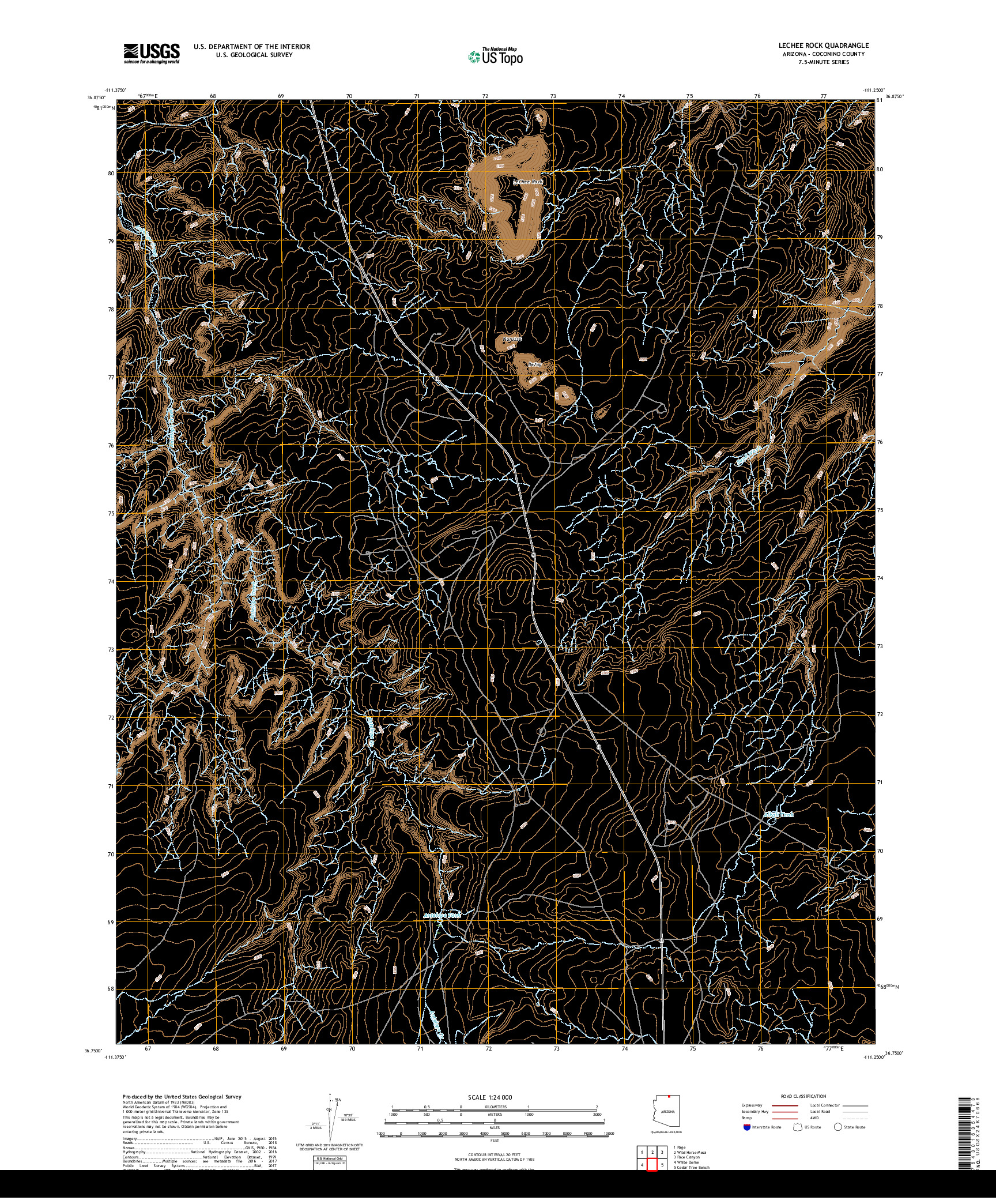 USGS US TOPO 7.5-MINUTE MAP FOR LECHEE ROCK, AZ 2018