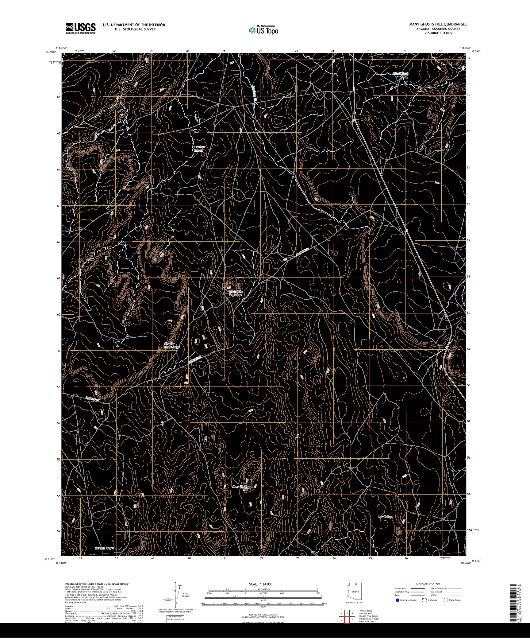 USGS US TOPO 7.5-MINUTE MAP FOR MANY GHOSTS HILL, AZ 2018