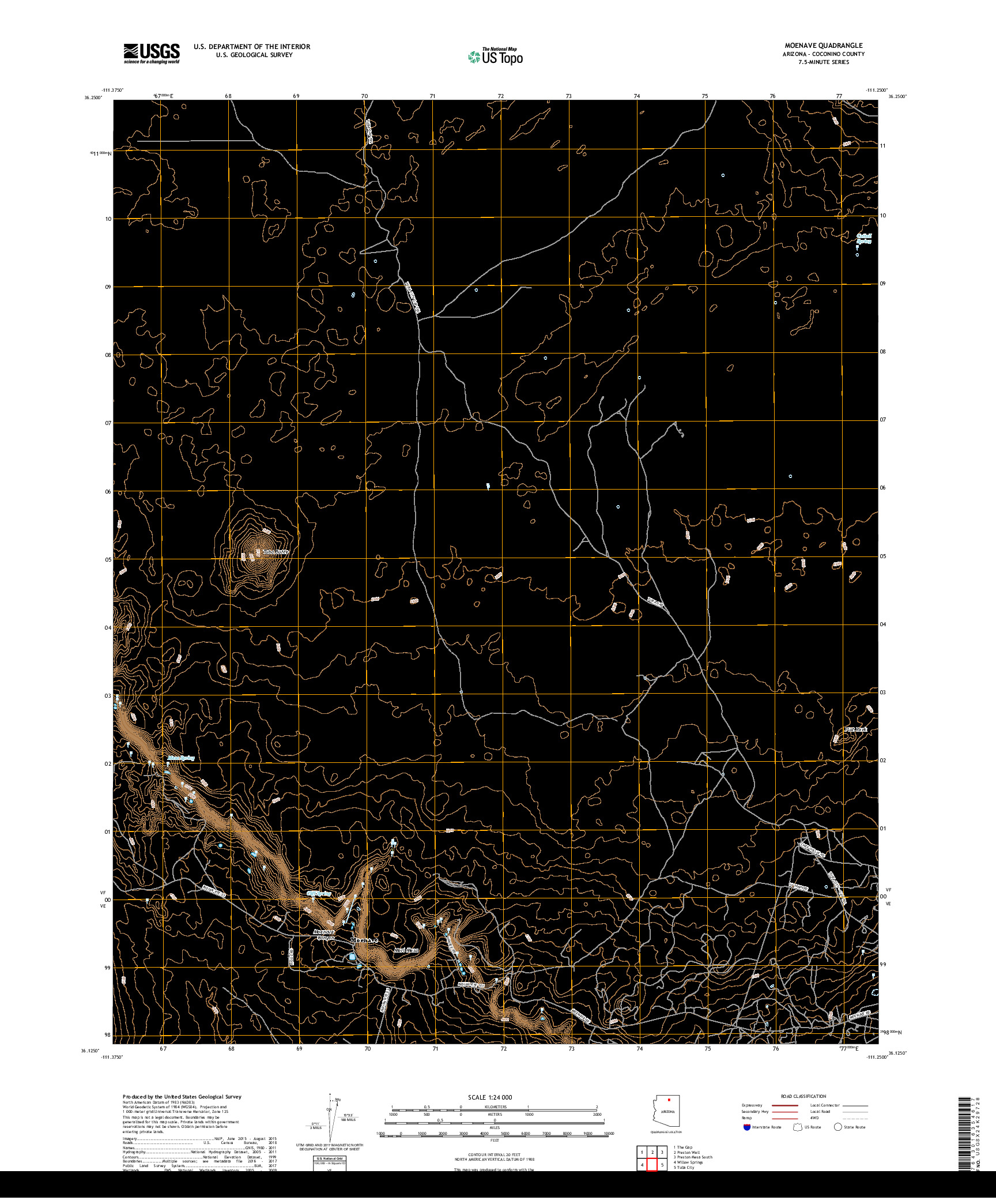 USGS US TOPO 7.5-MINUTE MAP FOR MOENAVE, AZ 2018
