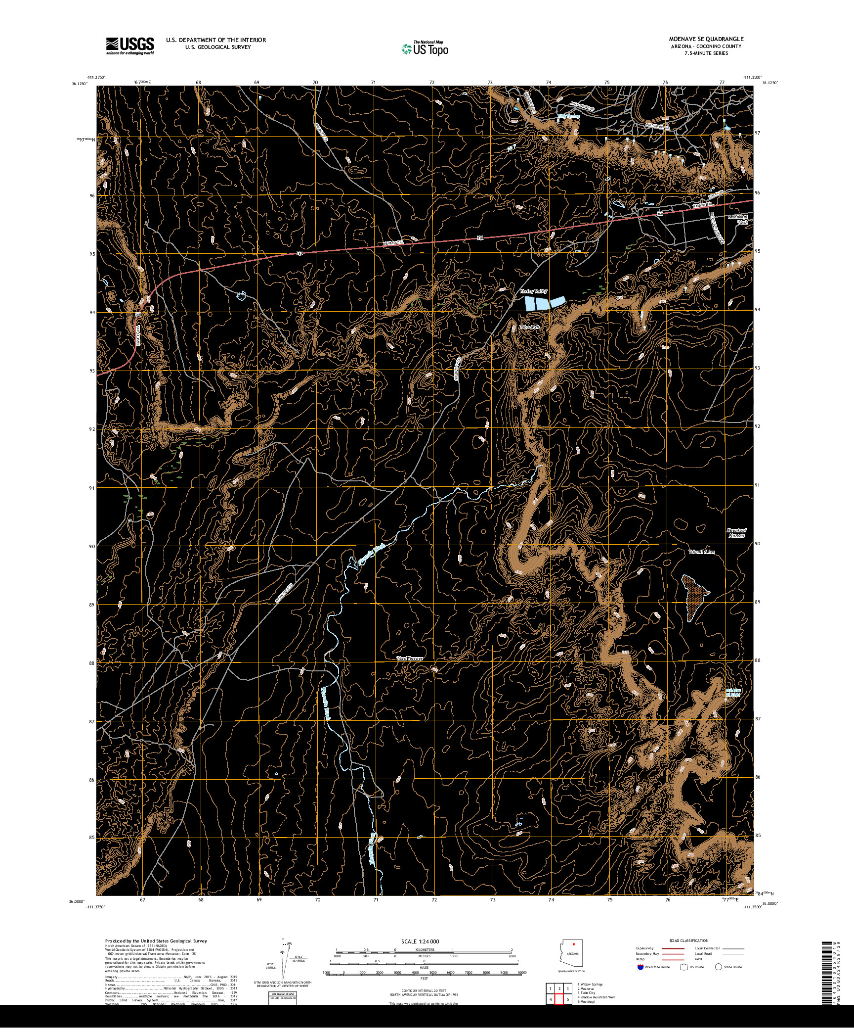 USGS US TOPO 7.5-MINUTE MAP FOR MOENAVE SE, AZ 2018