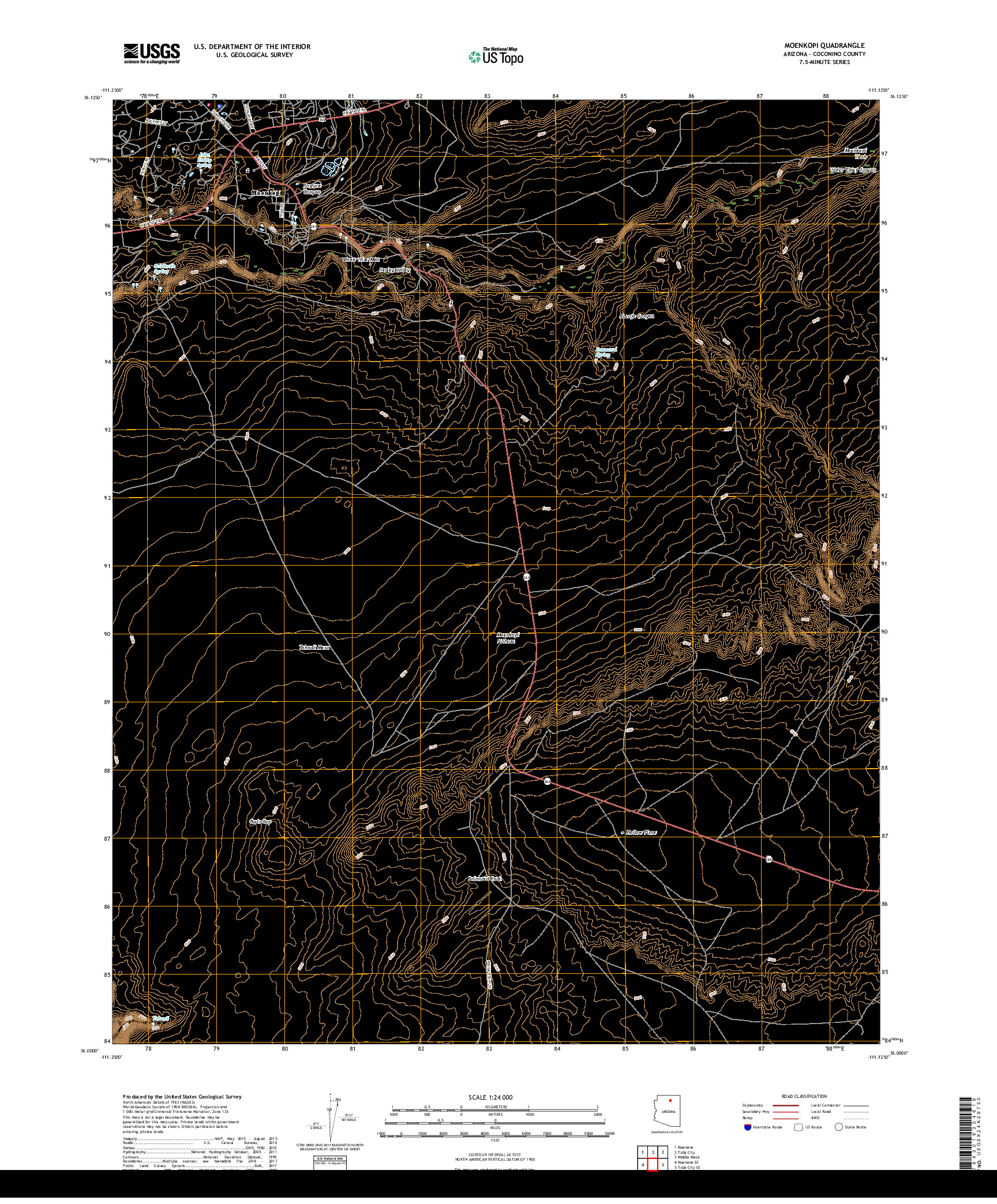 USGS US TOPO 7.5-MINUTE MAP FOR MOENKOPI, AZ 2018