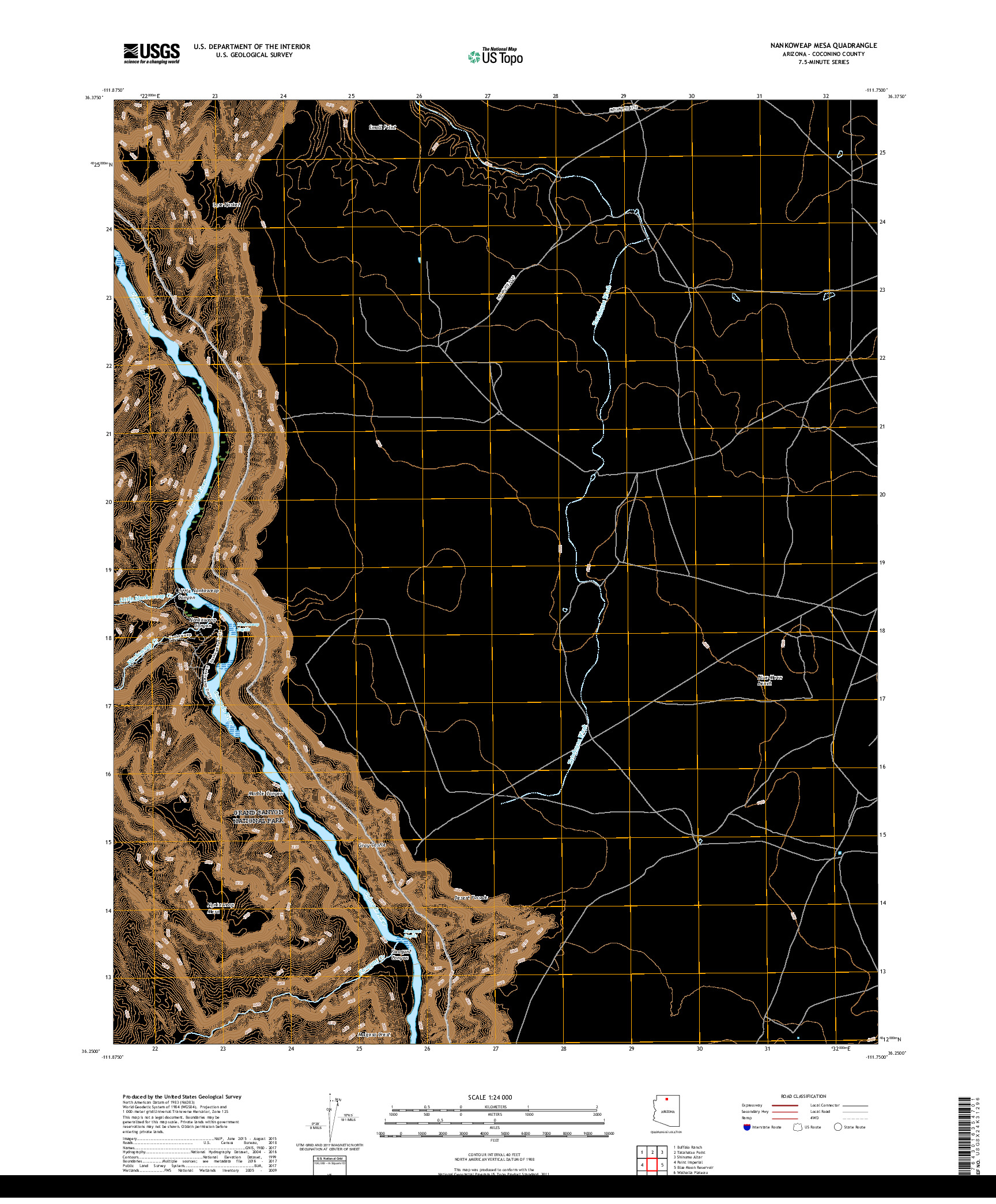USGS US TOPO 7.5-MINUTE MAP FOR NANKOWEAP MESA, AZ 2018