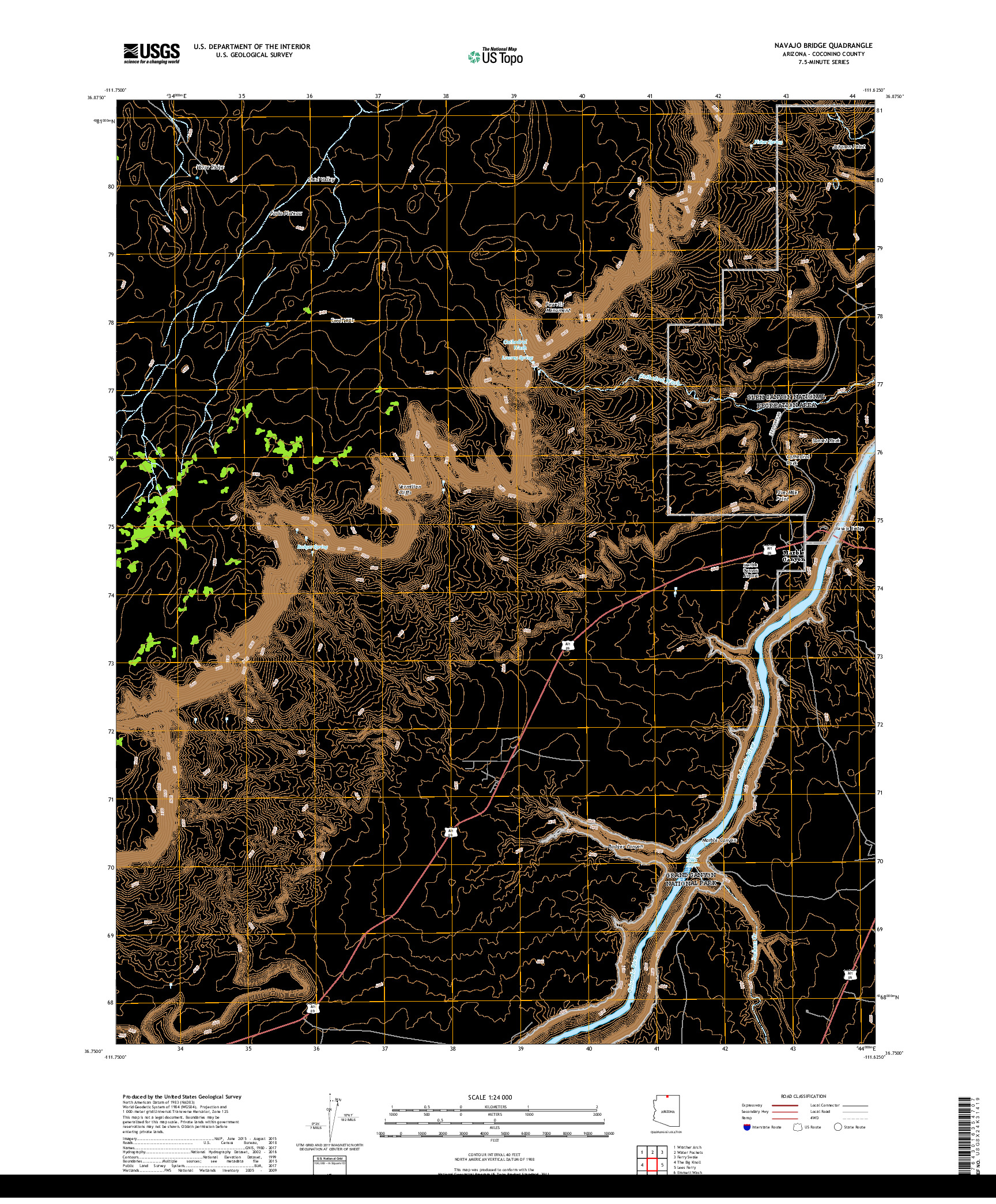 USGS US TOPO 7.5-MINUTE MAP FOR NAVAJO BRIDGE, AZ 2018