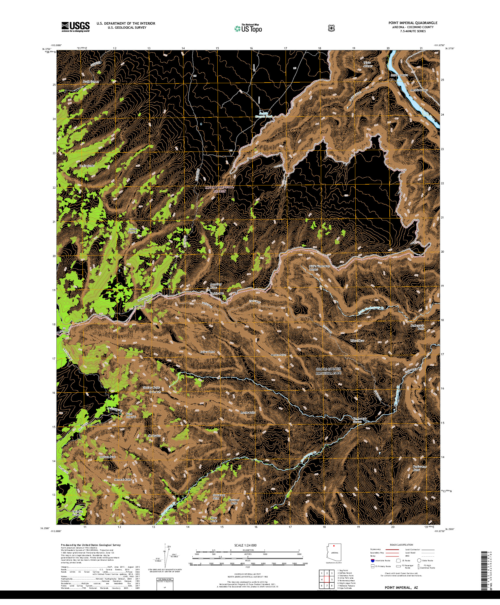 USGS US TOPO 7.5-MINUTE MAP FOR POINT IMPERIAL, AZ 2018