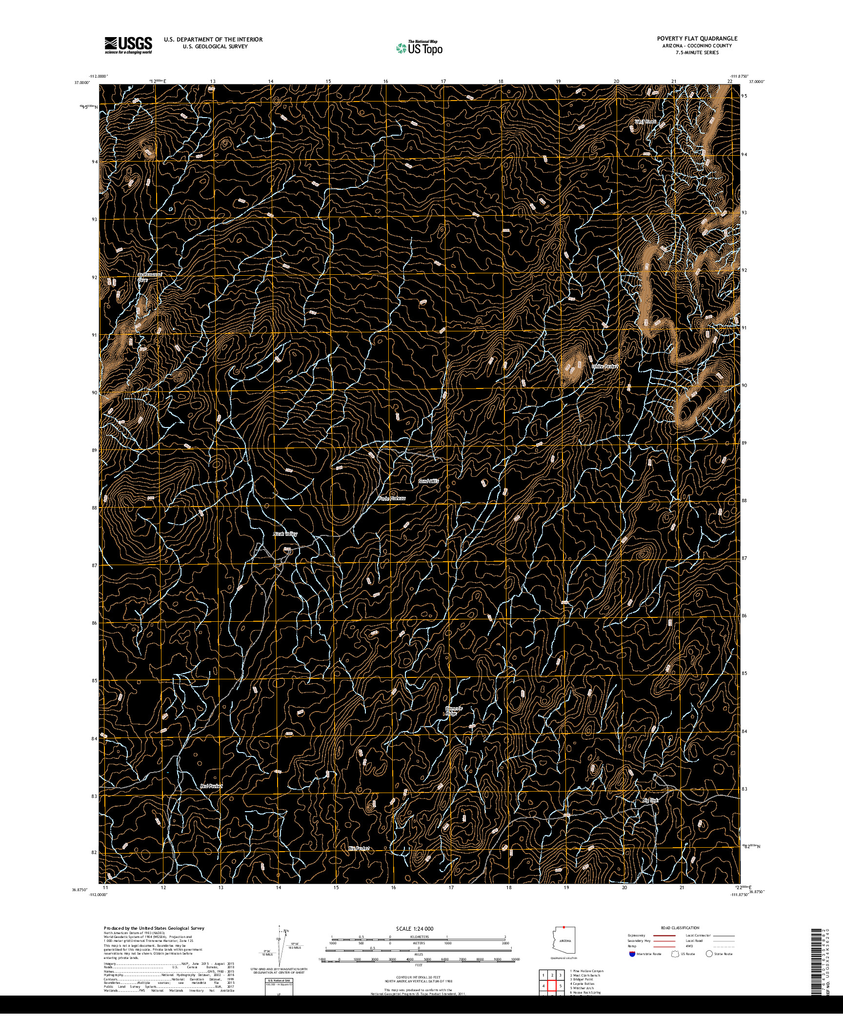 USGS US TOPO 7.5-MINUTE MAP FOR POVERTY FLAT, AZ 2018