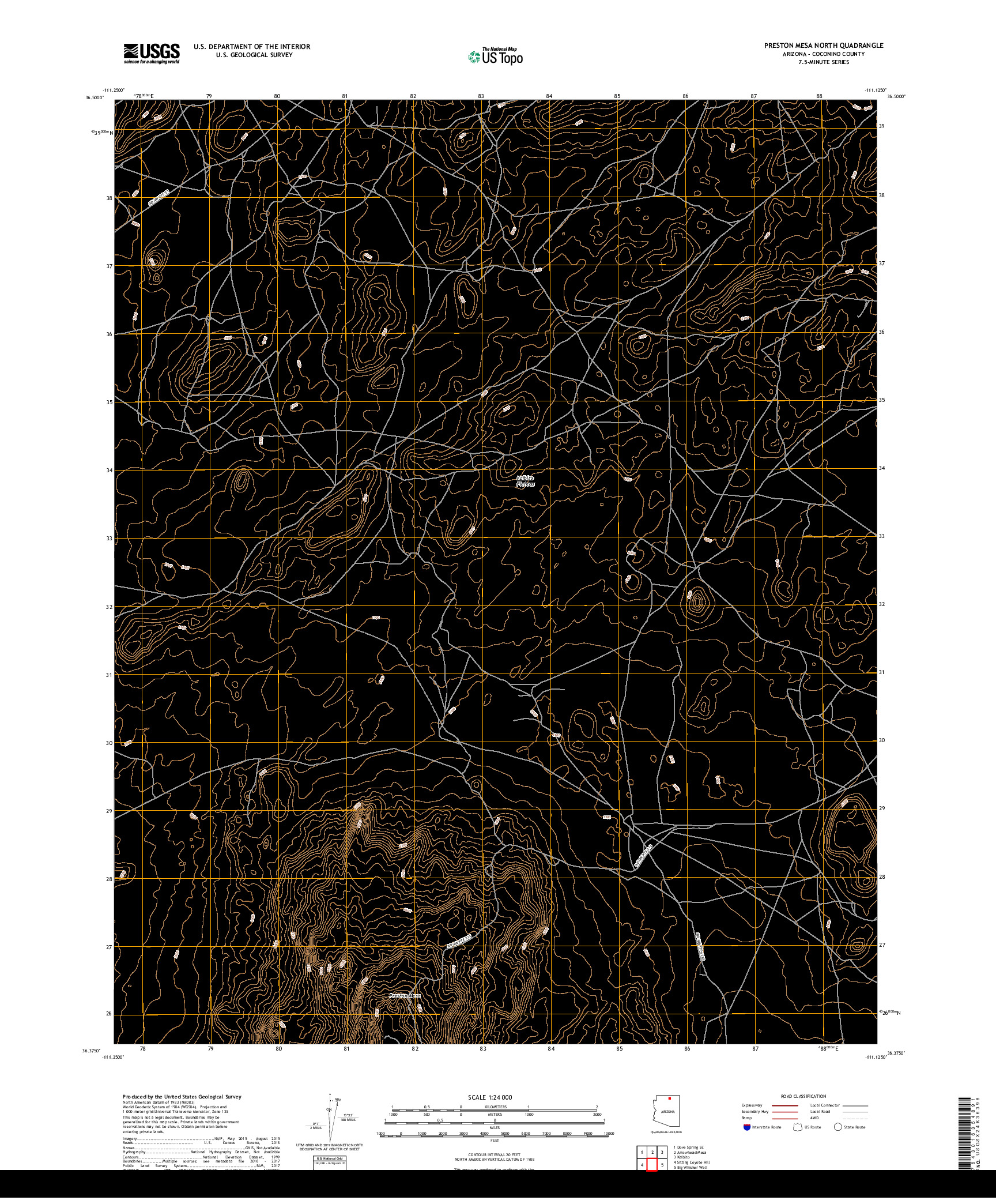 USGS US TOPO 7.5-MINUTE MAP FOR PRESTON MESA NORTH, AZ 2018