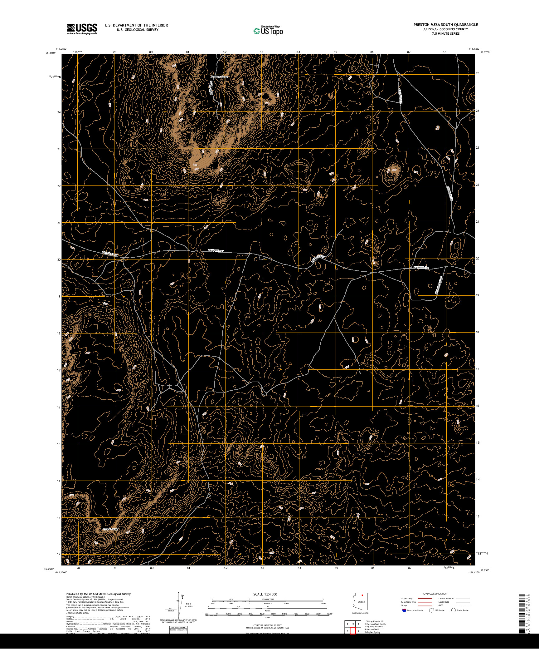USGS US TOPO 7.5-MINUTE MAP FOR PRESTON MESA SOUTH, AZ 2018