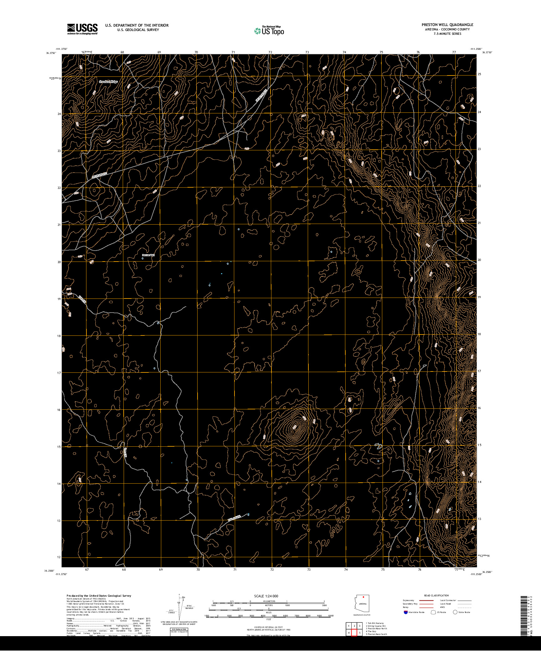 USGS US TOPO 7.5-MINUTE MAP FOR PRESTON WELL, AZ 2018