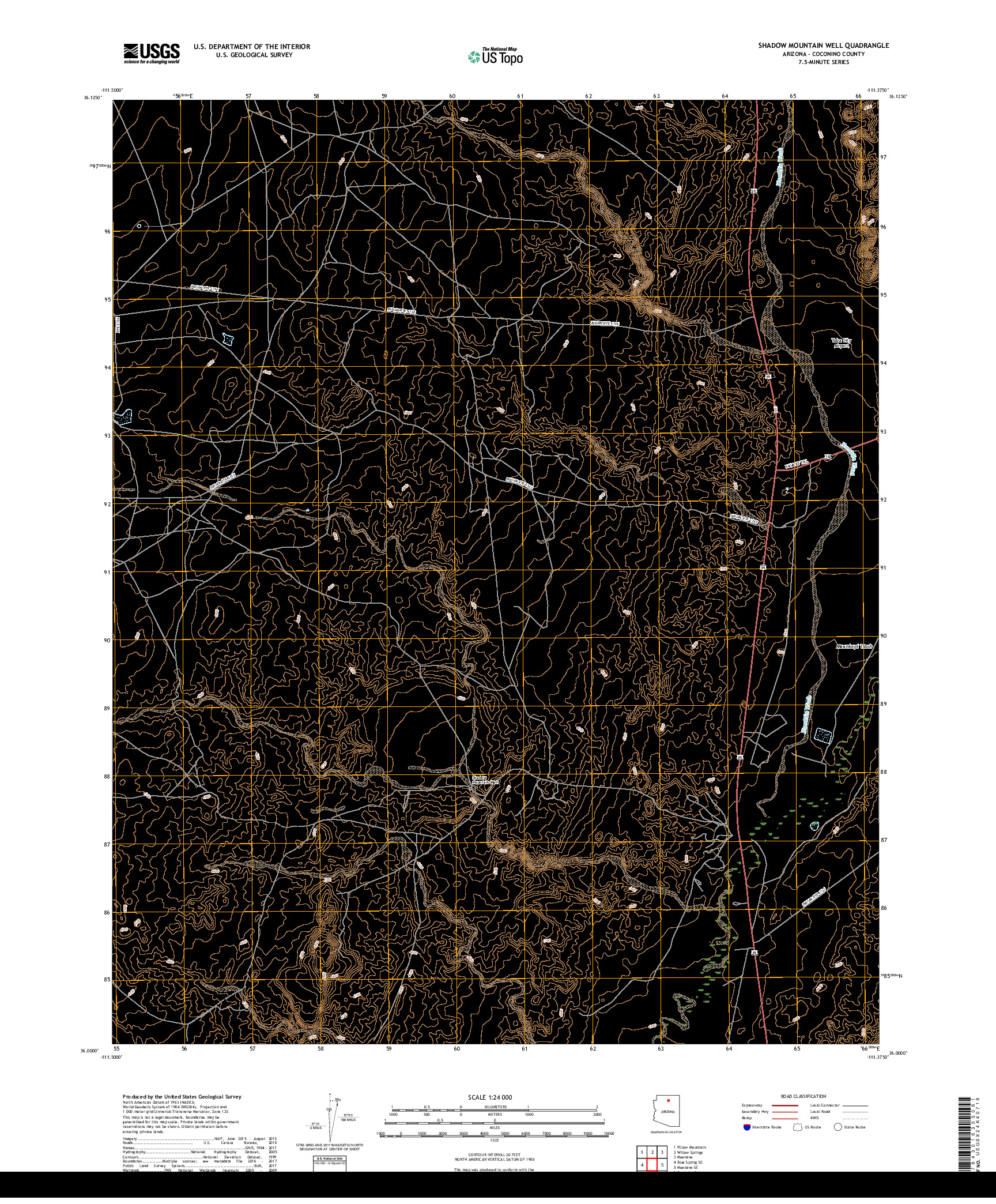 USGS US TOPO 7.5-MINUTE MAP FOR SHADOW MOUNTAIN WELL, AZ 2018