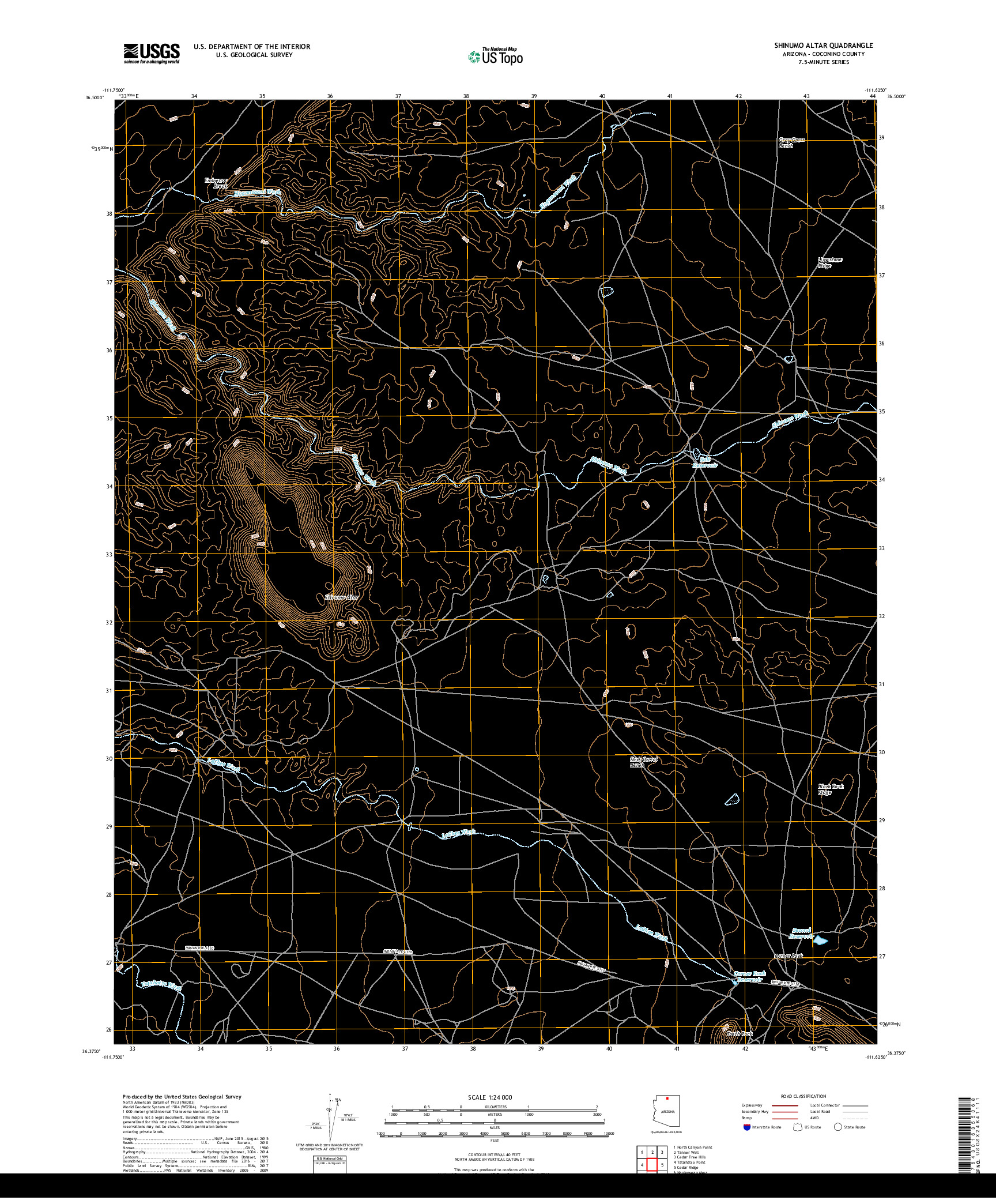 USGS US TOPO 7.5-MINUTE MAP FOR SHINUMO ALTAR, AZ 2018