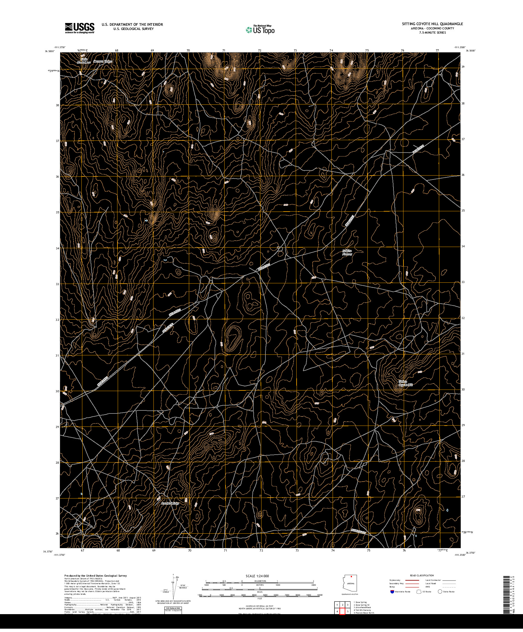 USGS US TOPO 7.5-MINUTE MAP FOR SITTING COYOTE HILL, AZ 2018