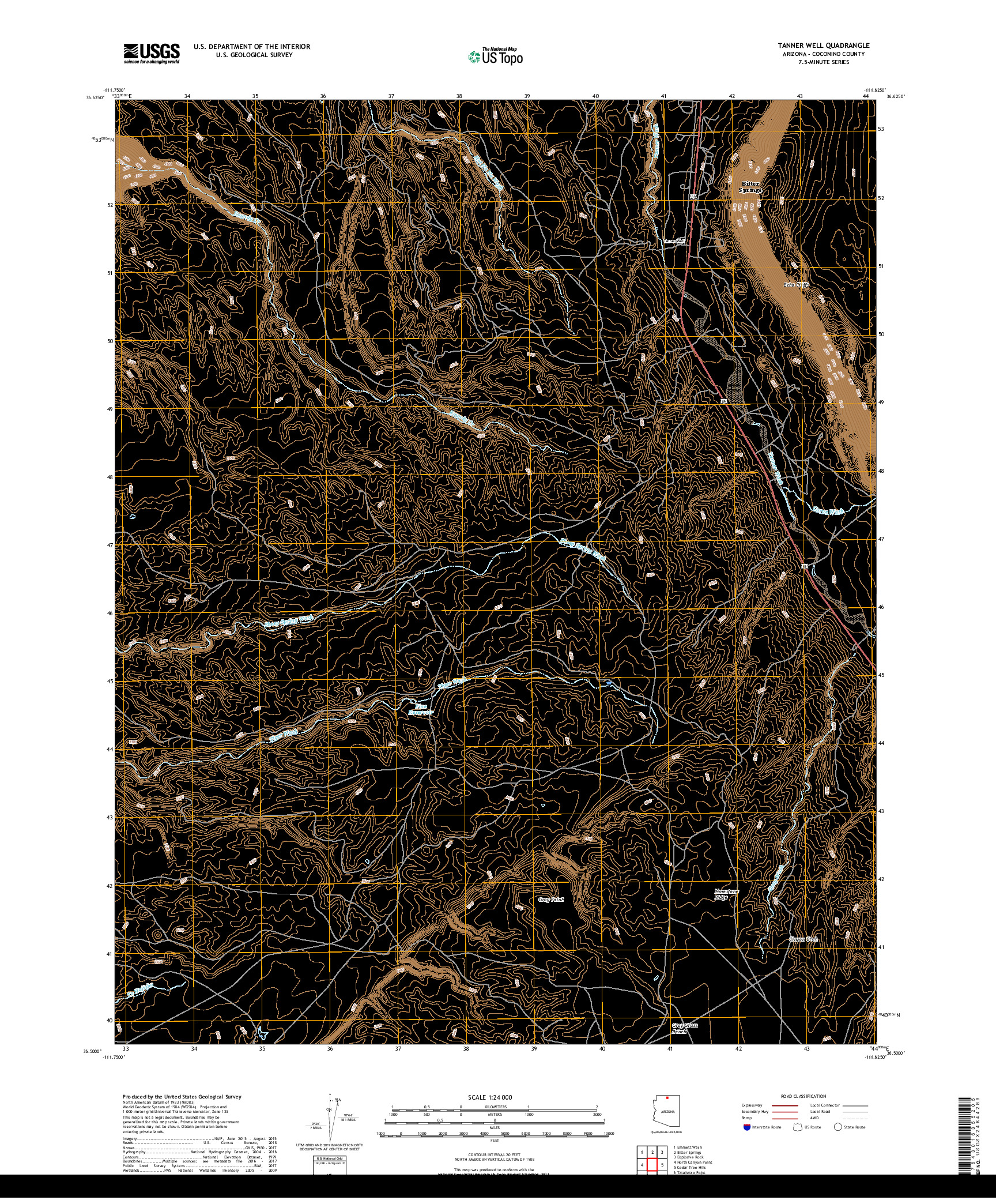 USGS US TOPO 7.5-MINUTE MAP FOR TANNER WELL, AZ 2018