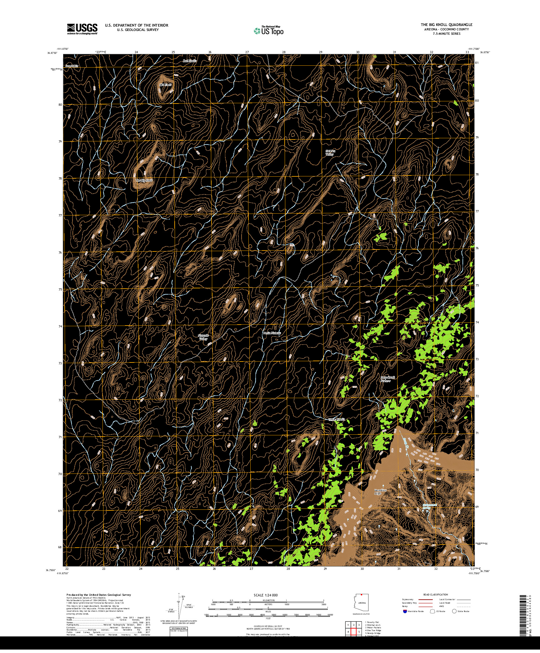 USGS US TOPO 7.5-MINUTE MAP FOR THE BIG KNOLL, AZ 2018