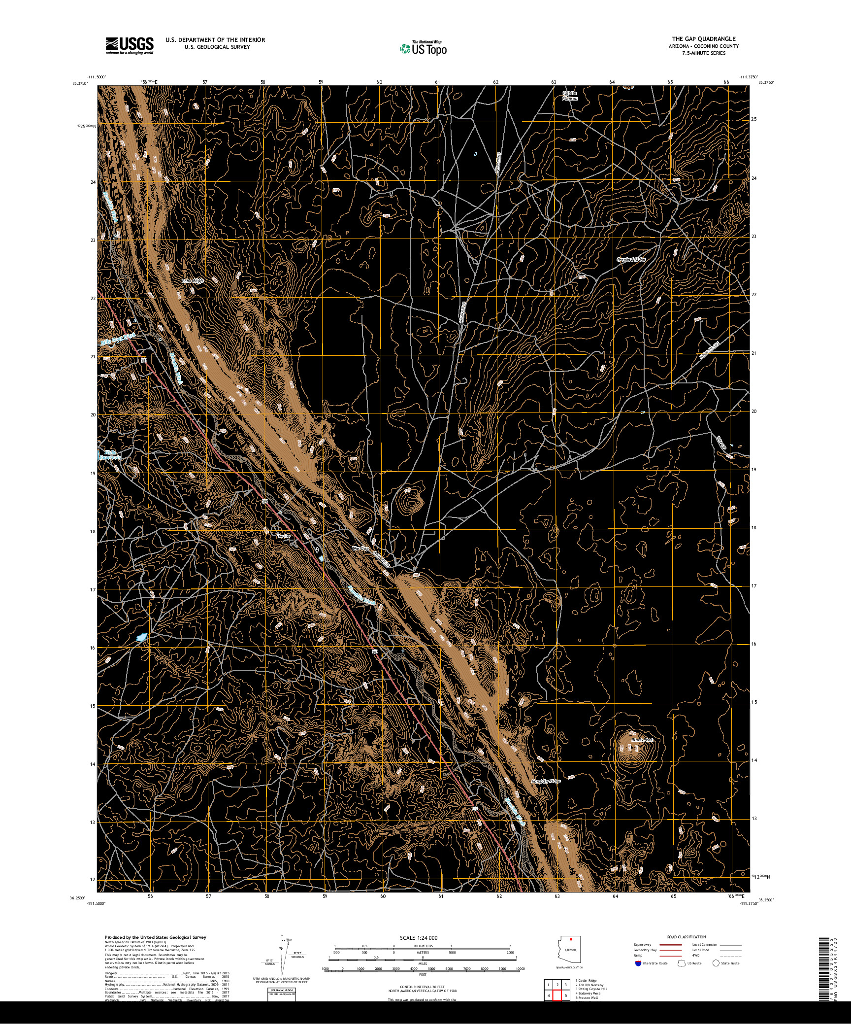 USGS US TOPO 7.5-MINUTE MAP FOR THE GAP, AZ 2018