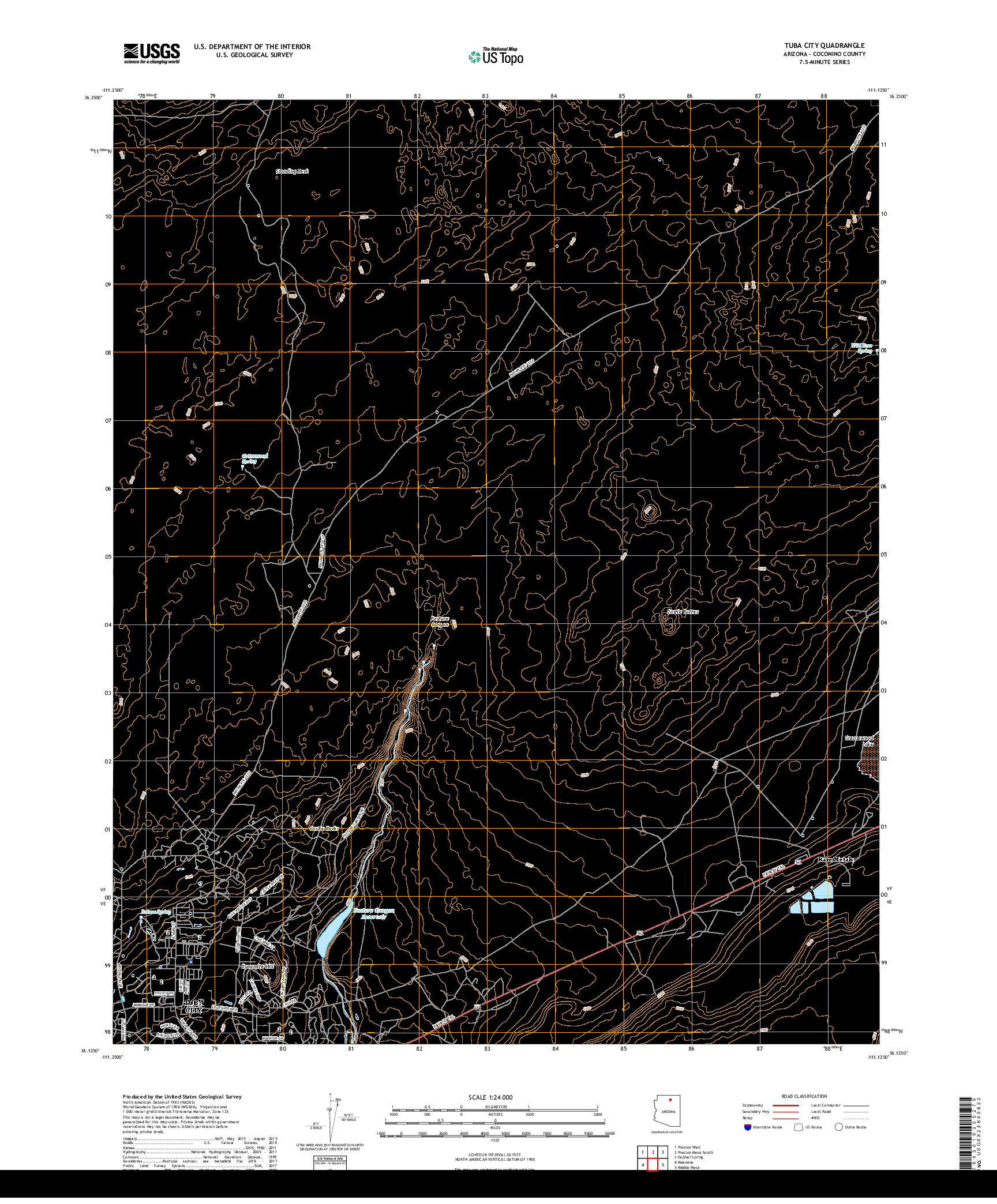 USGS US TOPO 7.5-MINUTE MAP FOR TUBA CITY, AZ 2018