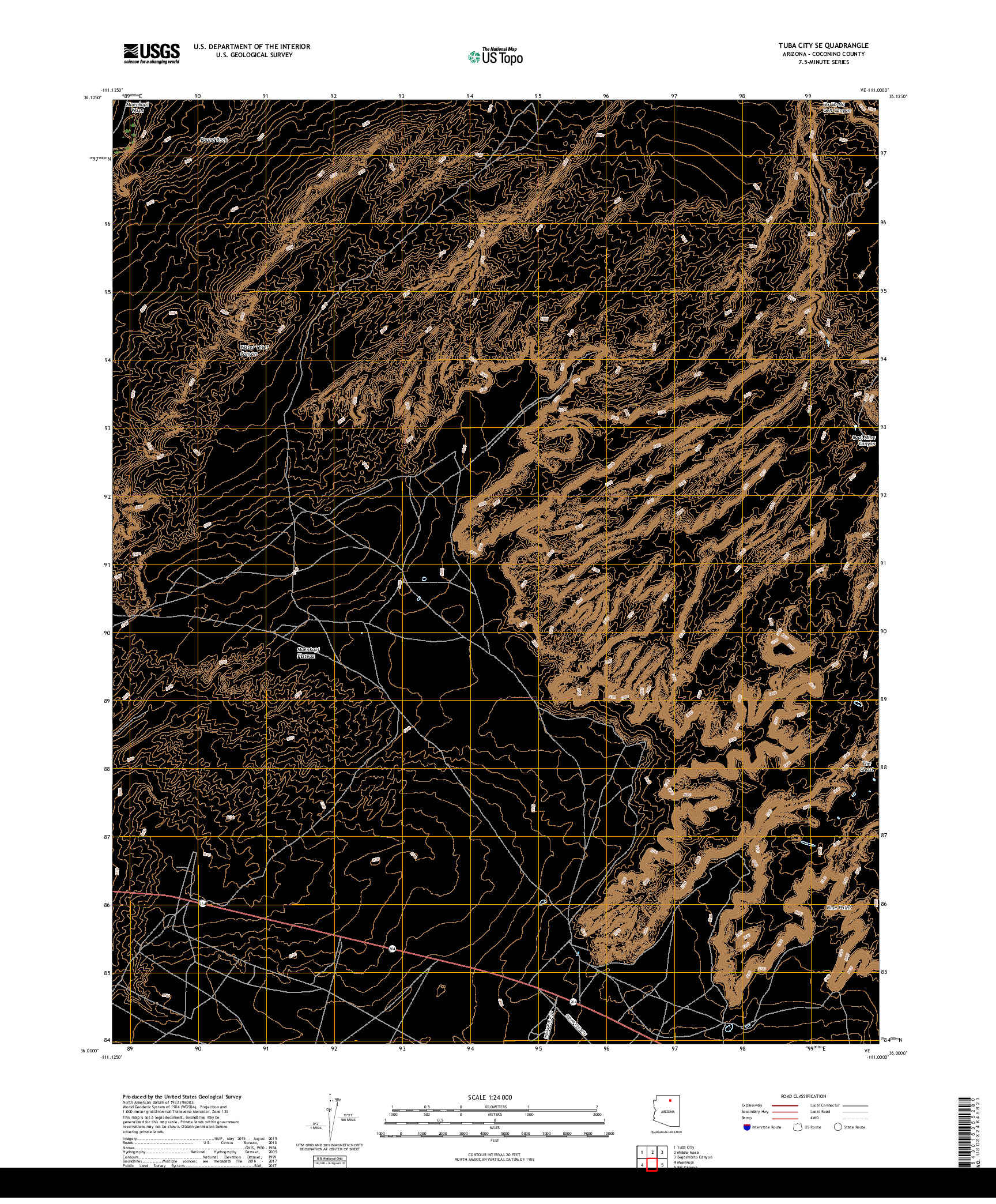 USGS US TOPO 7.5-MINUTE MAP FOR TUBA CITY SE, AZ 2018