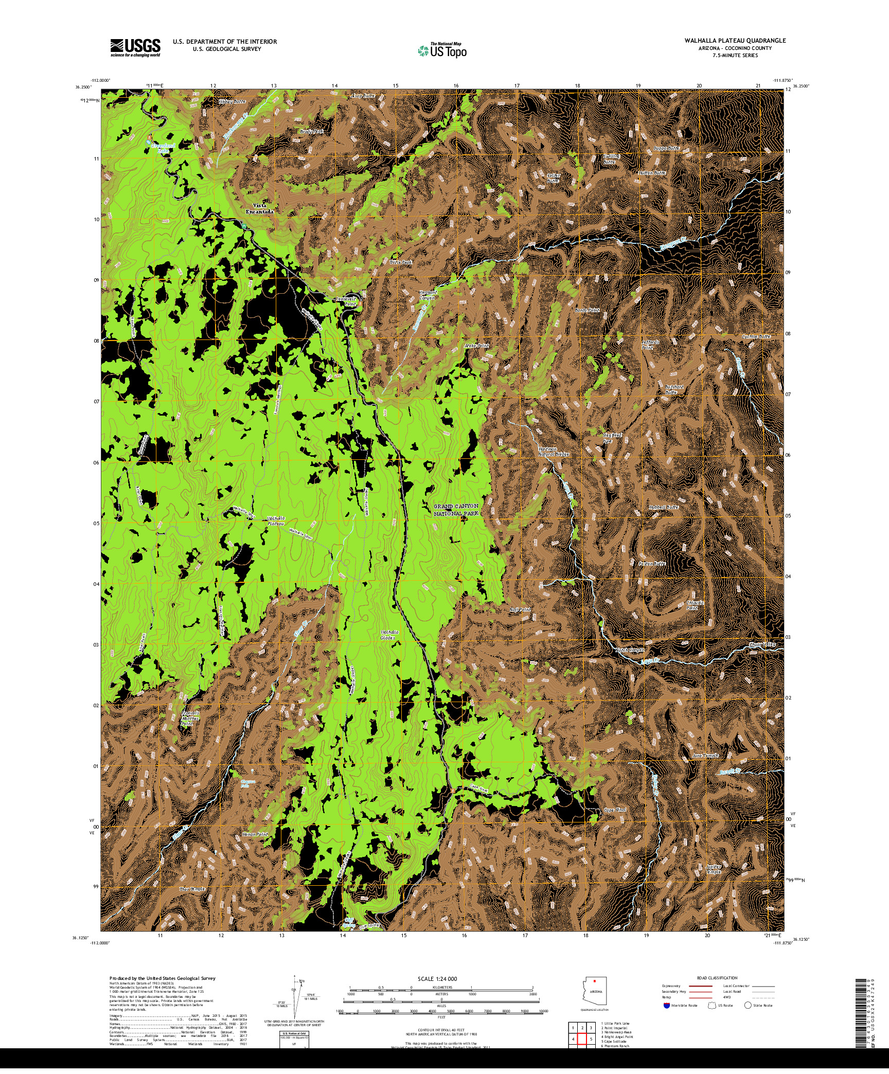 USGS US TOPO 7.5-MINUTE MAP FOR WALHALLA PLATEAU, AZ 2018