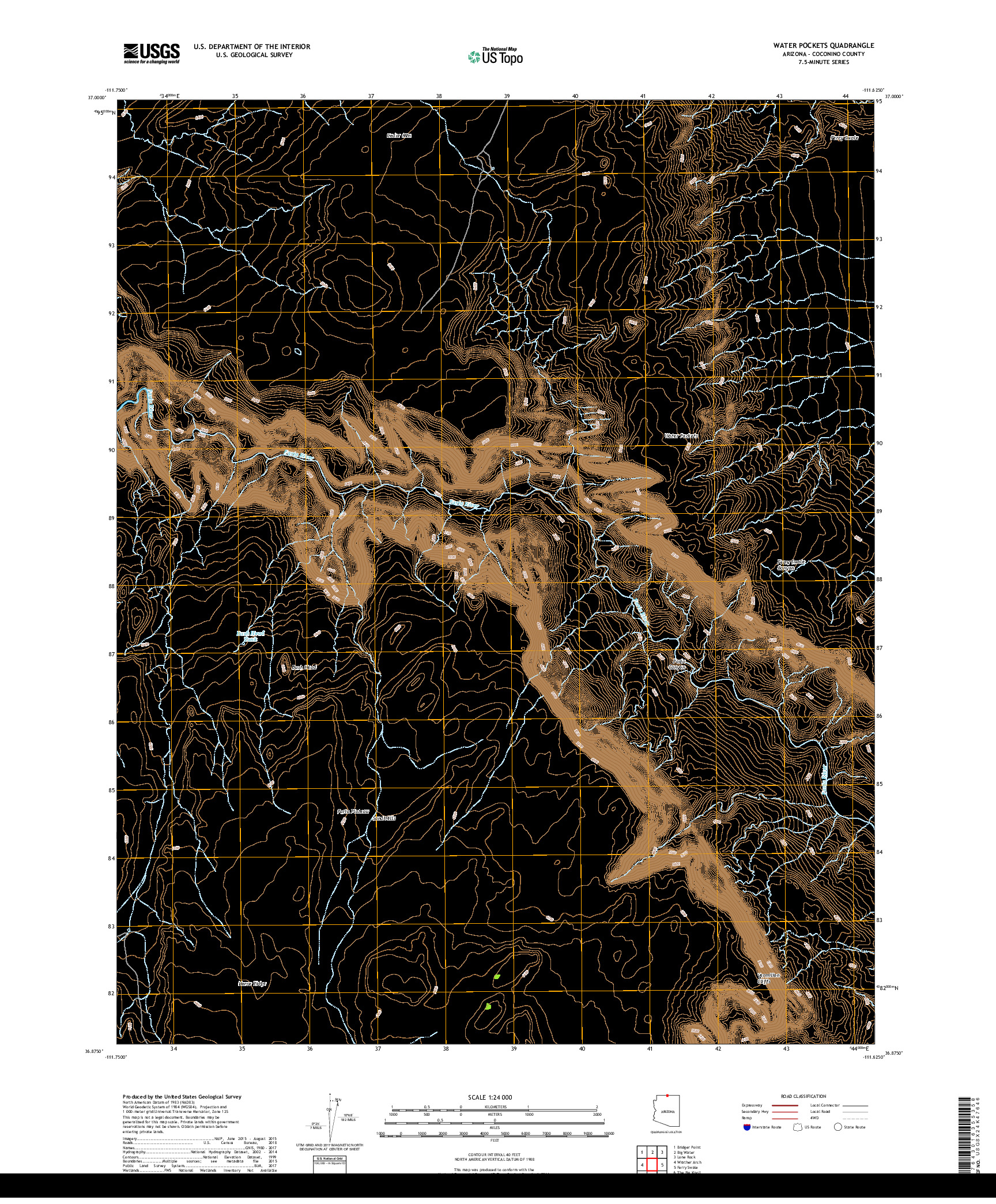 USGS US TOPO 7.5-MINUTE MAP FOR WATER POCKETS, AZ 2018