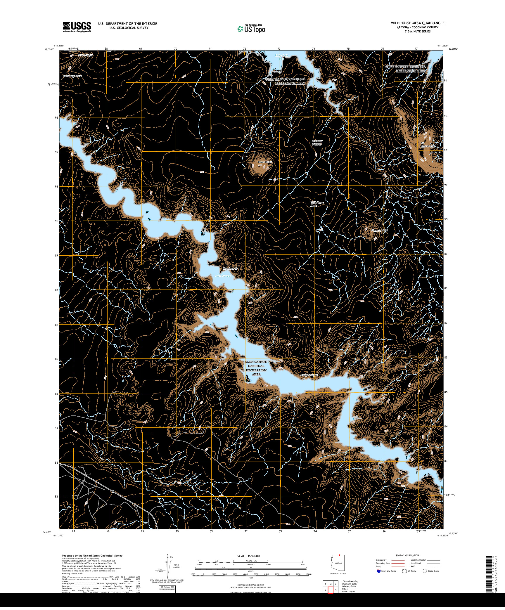 USGS US TOPO 7.5-MINUTE MAP FOR WILD HORSE MESA, AZ 2018